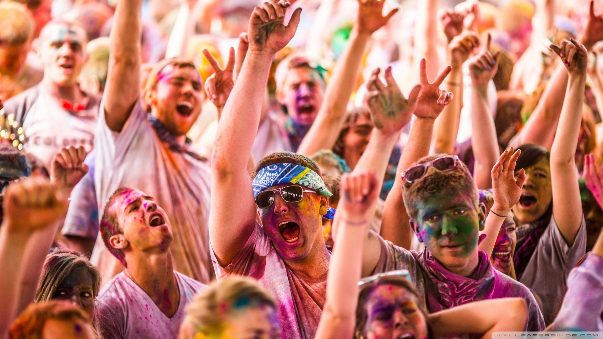 Holi, Festival dei colori, Folla, Festa, Full HD 1080p, sfondo desktop