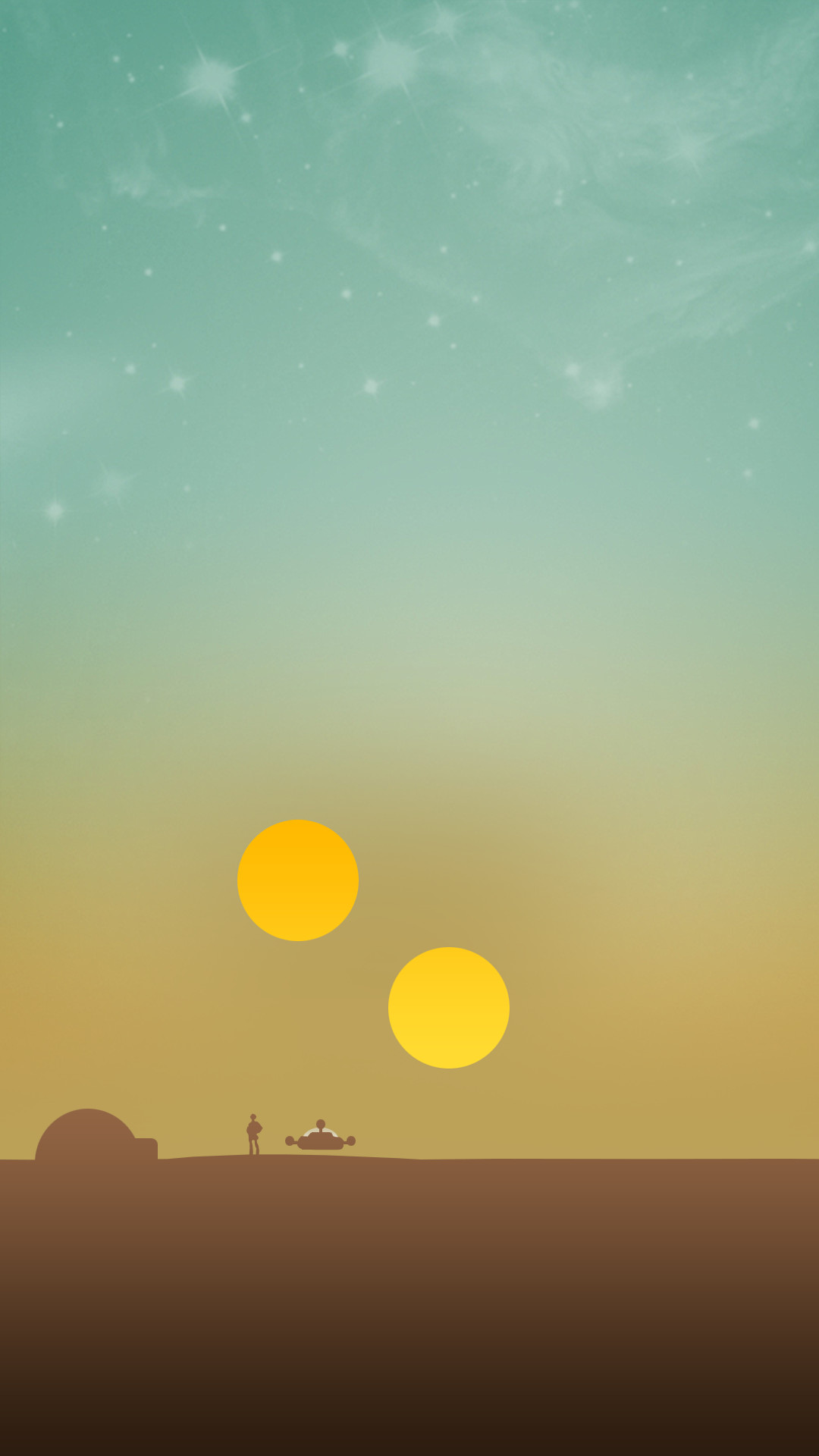 Tatooine, Soli gemelli, Star Wars, Minimalista, wallpaper per iPhone e Android