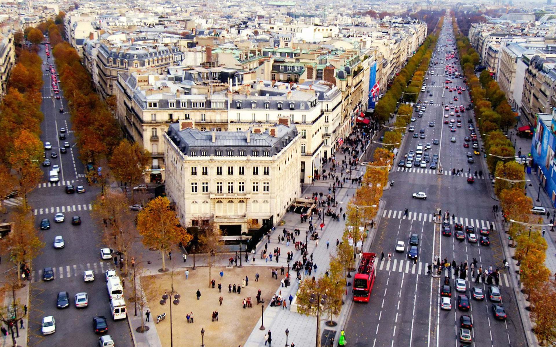 Champs-Élysées, Parigi, Vista aerea, Autunno, 16:10 Full HD, sfondo widescreen