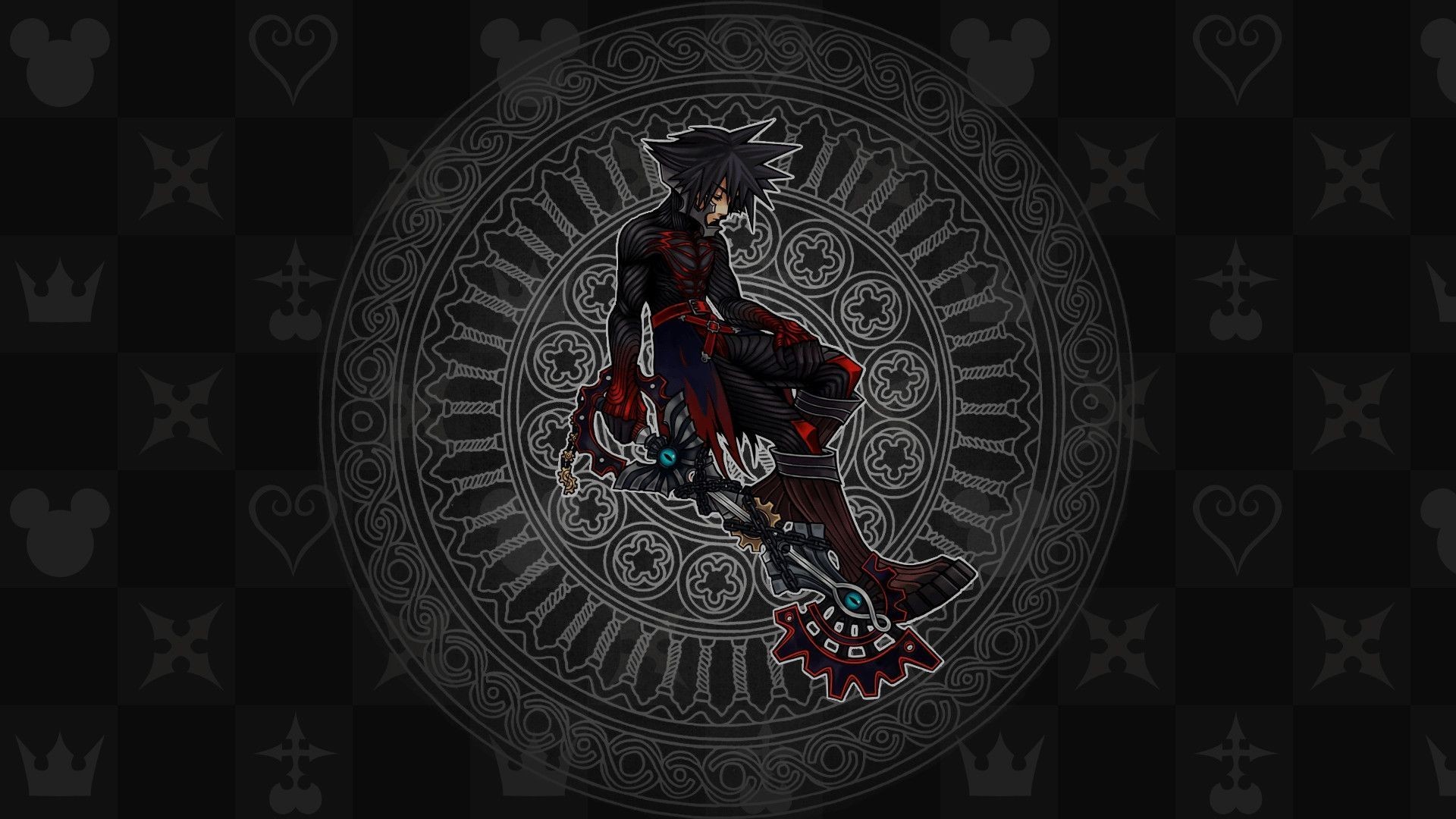 Kingdom Hearts, Vanitas, Vetrata, Monocromatico, Simboli, 16:9 Full HD, sfondo widescreen