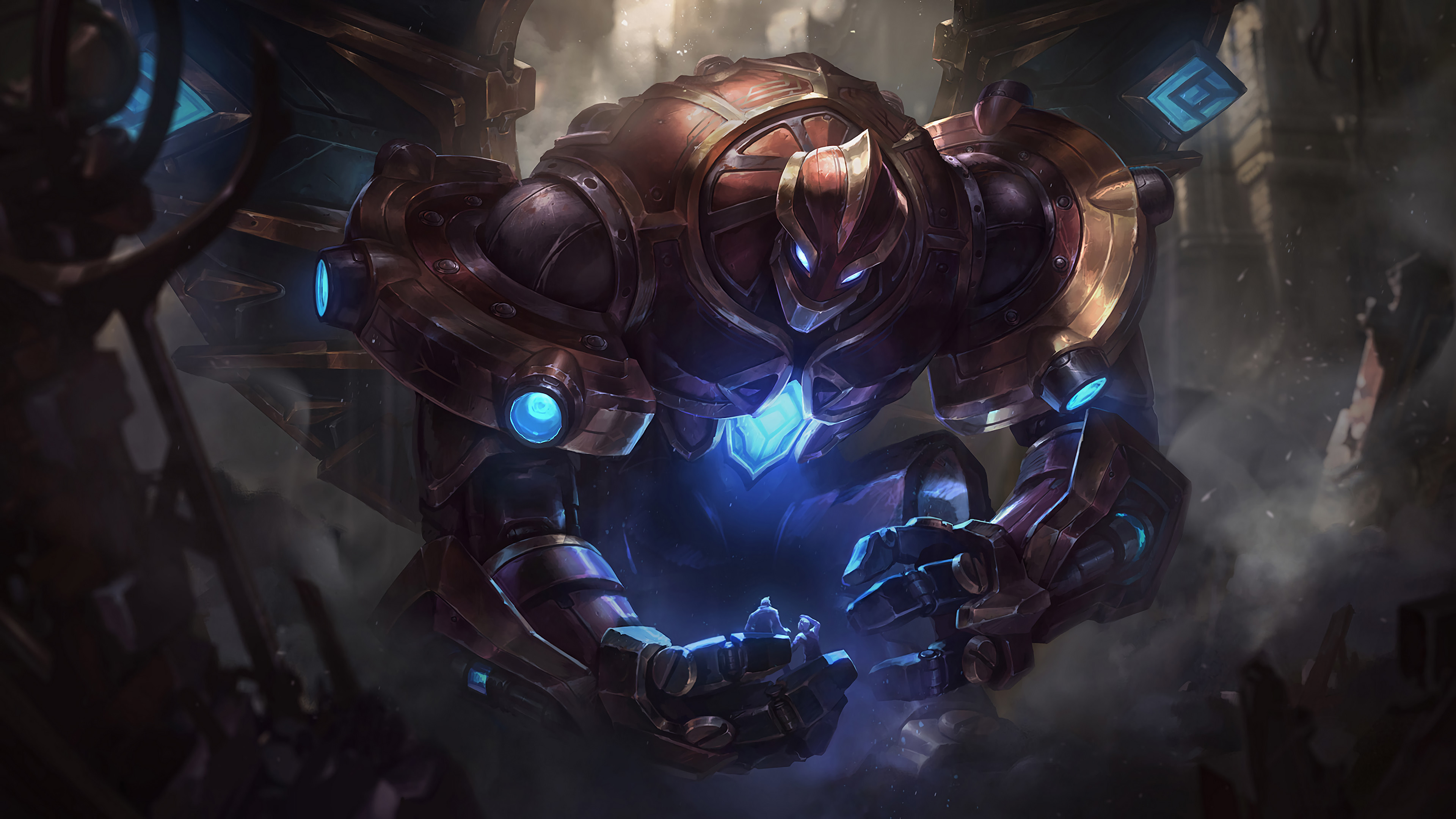 Malphite, League of Legends, Golem, Blu, 4K, sfondo per PC