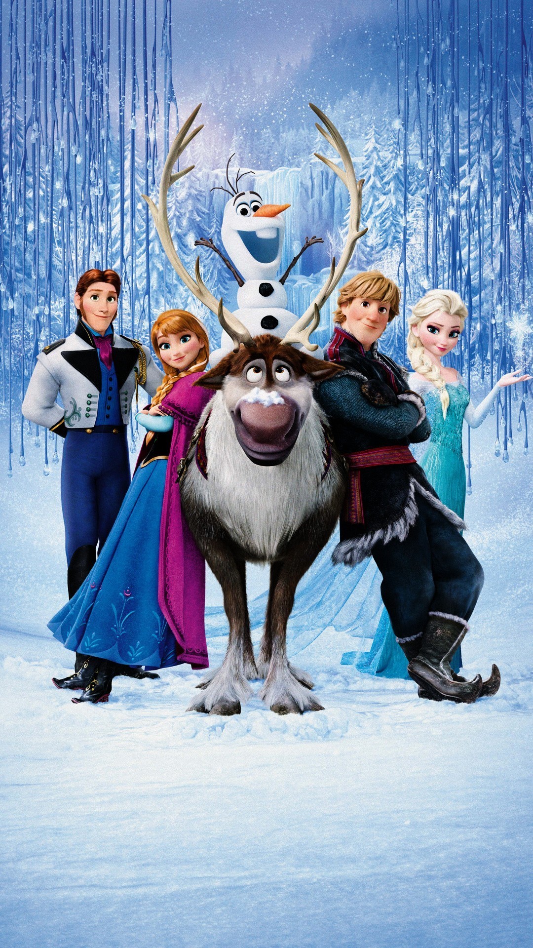 Frozen - Il regno di ghiaccio, Elsa, Anna, Kristoff, Olaf, Sven, Hans, sfondo 1080x1920 per cellulare