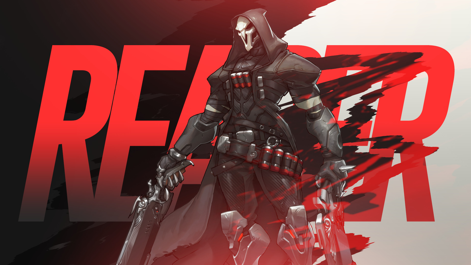 Reaper, Overwatch, Scritta Reaper, Rosso, Full HD 1080p, sfondo desktop