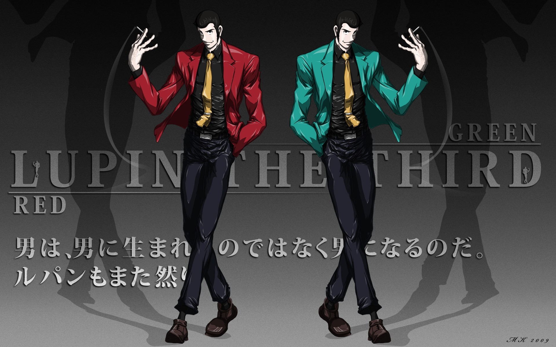 Lupin III, Giacca rossa, Giacca verde, Grigio, 1920x1200, sfondo MacBook Pro