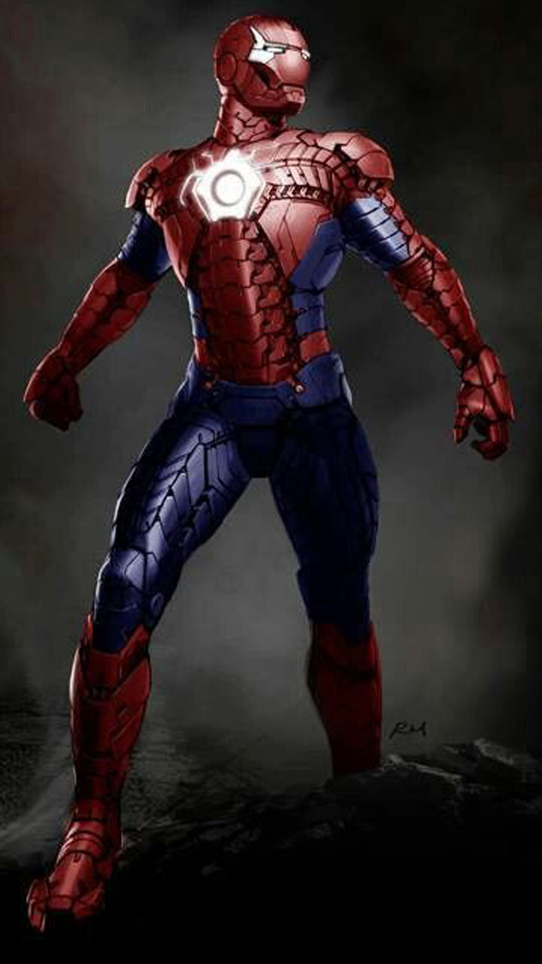 Spider-Man, Iron Man, Armatura ibrida, Marvel, Fan art, sfondo per iPhone e Android