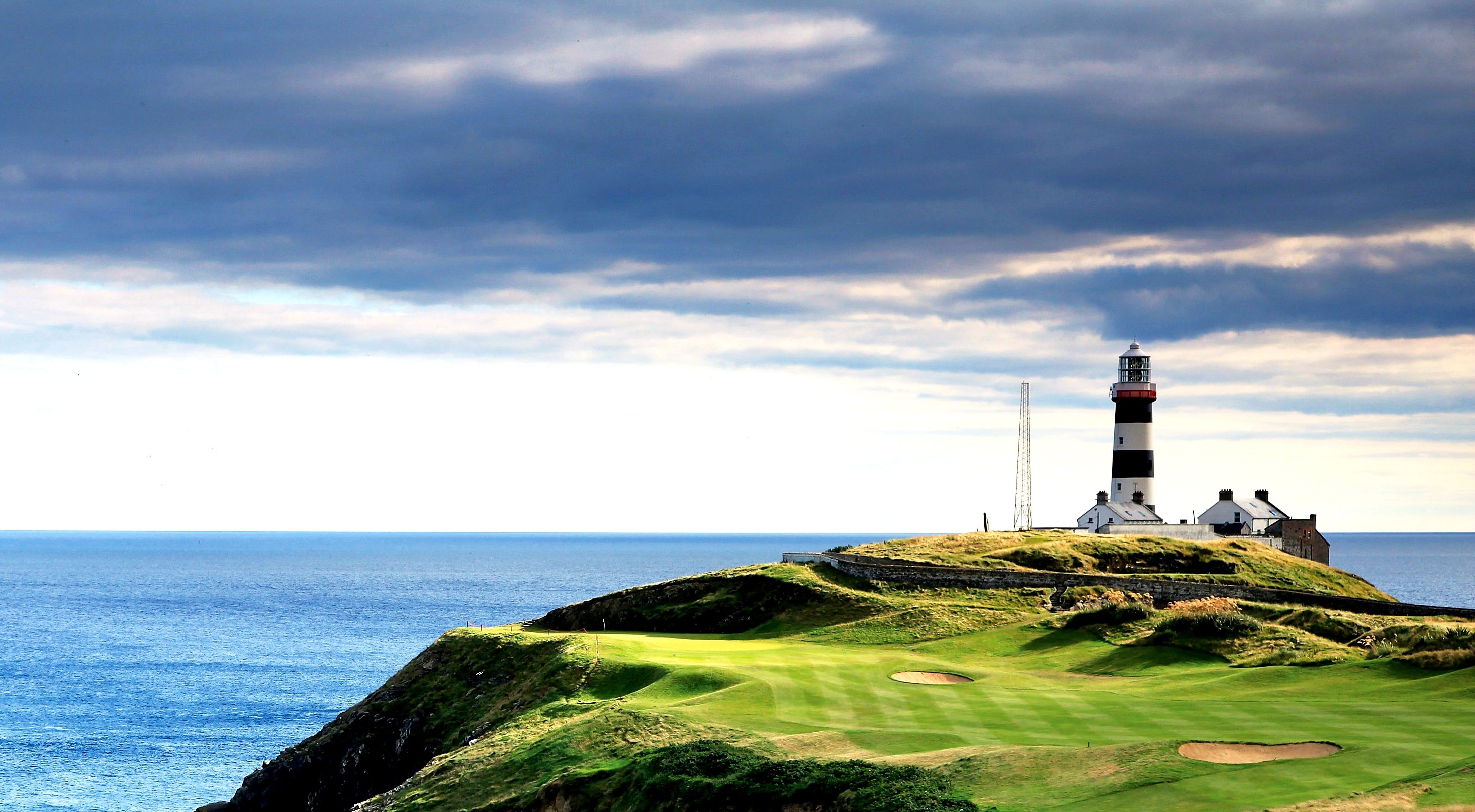 Faro, Scogliera, Old Head of Kinsale, Irlanda, Campo da golf, Costa, sfondo 2K per portatile