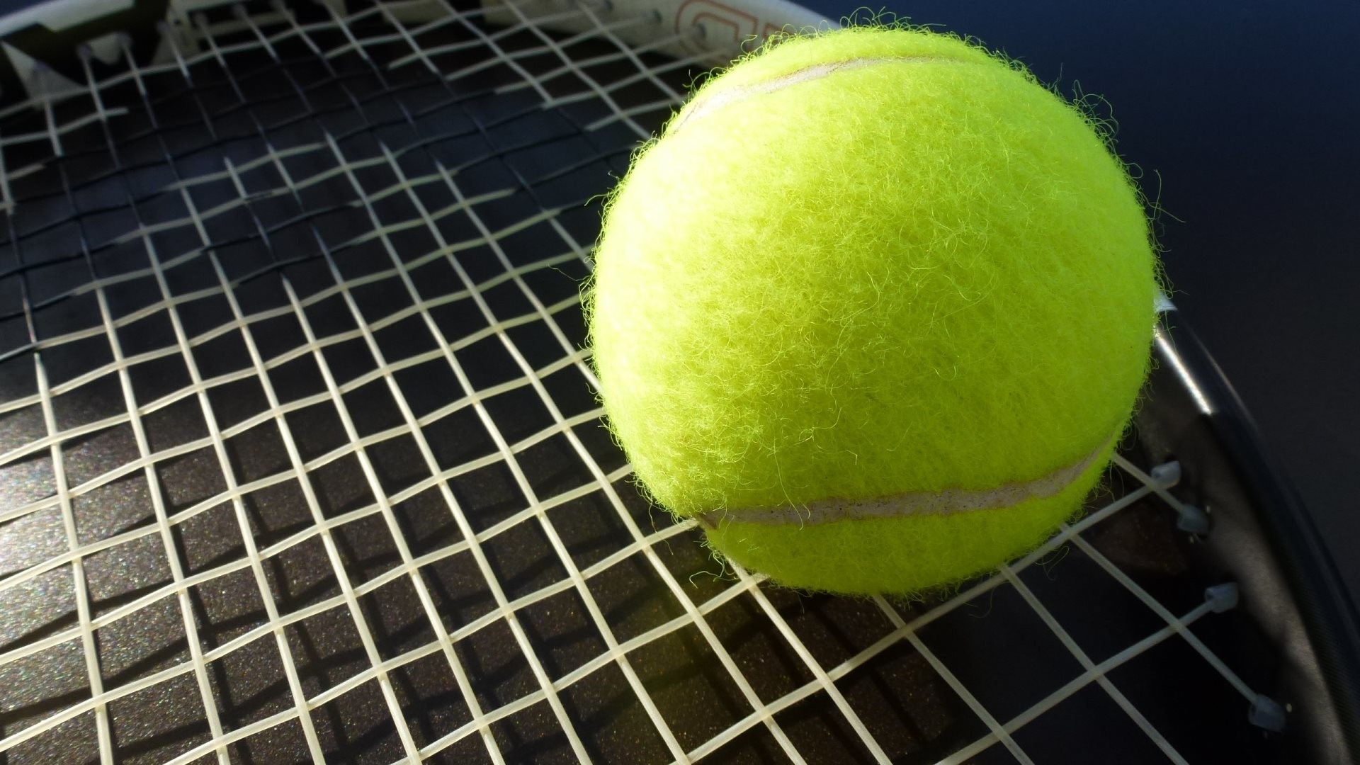 Pallina da tennis, Corde della racchetta, Macro, Full HD 1080p, sfondo desktop