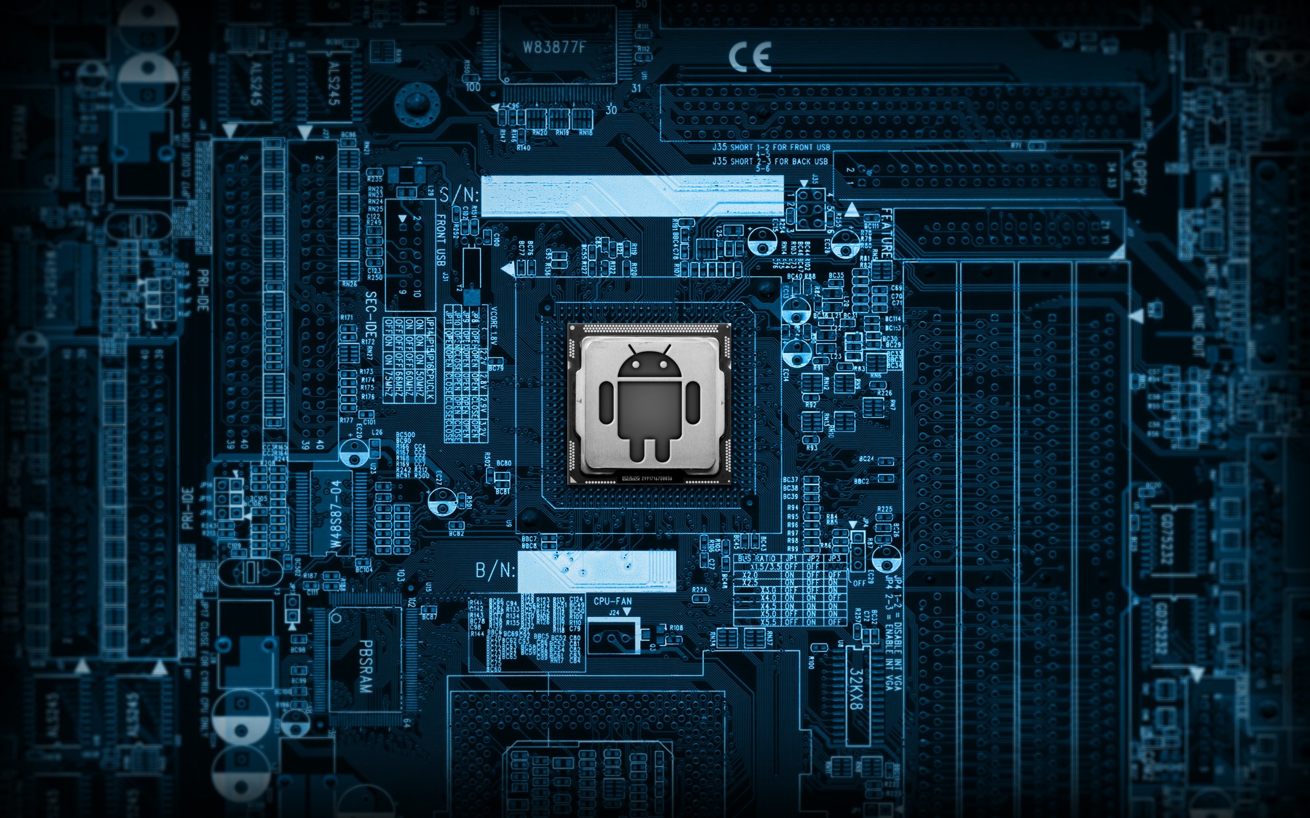 Android, Scheda madre, Circuito, Blu, 2K, sfondo per portatile