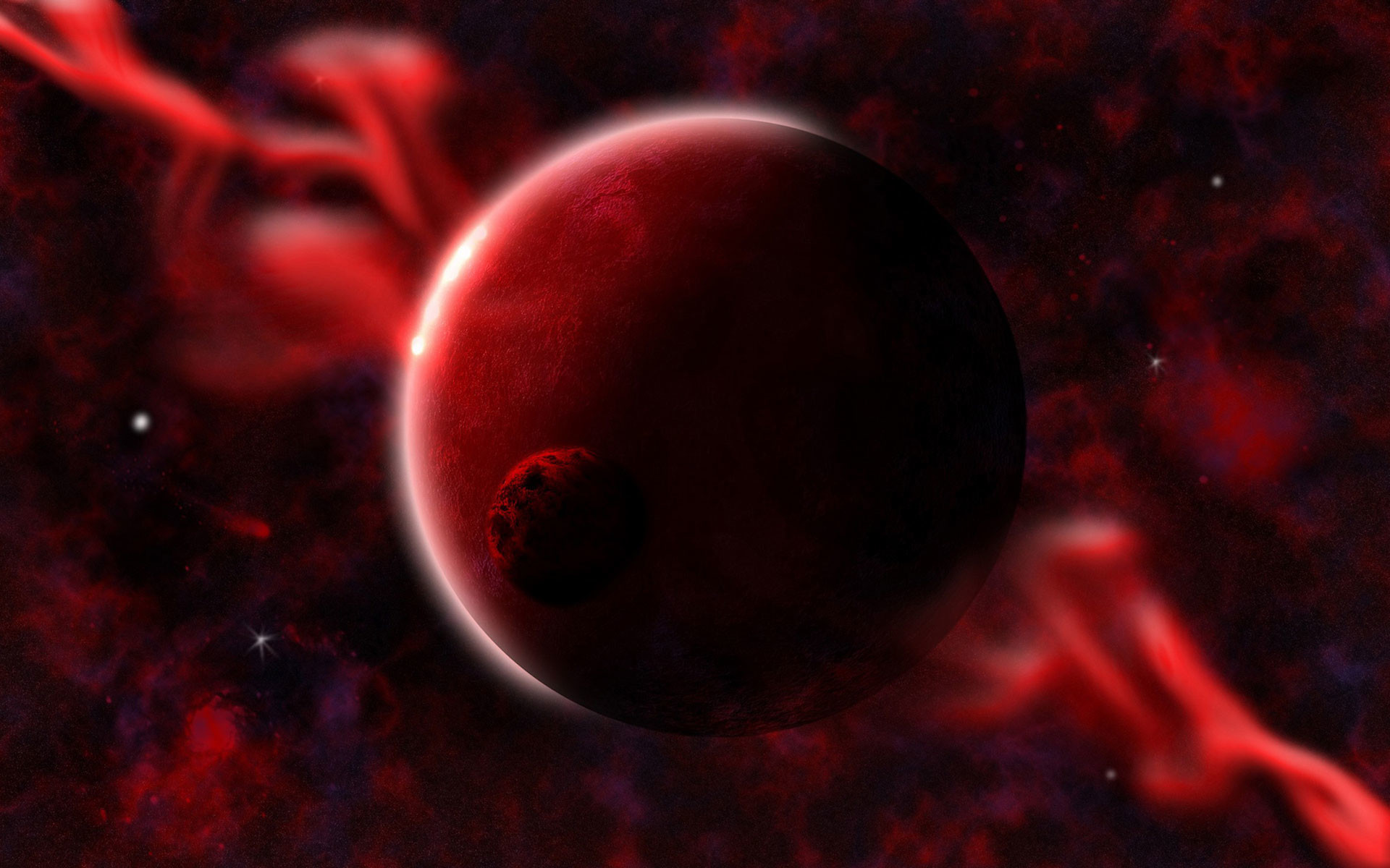 Pianeta rosso, Spazio, Nebulosa, Fantascienza, Full HD, sfondo per desktop