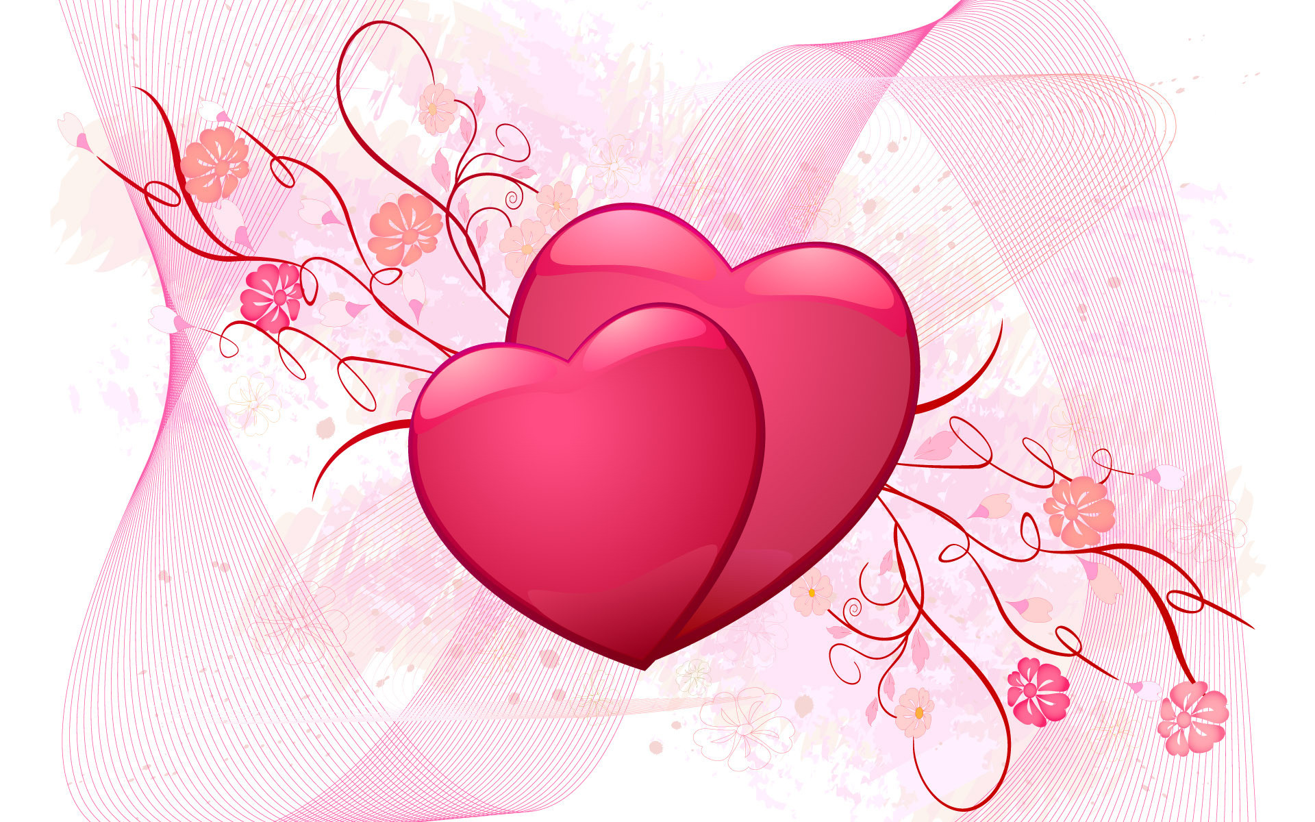 Cuori rosa, Fiori, San Valentino, Full HD, sfondo per portatile