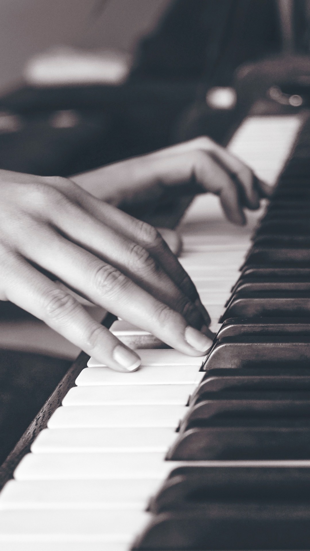 Pianoforte, Mani, Tasti, Bianco e nero, Full HD, sfondo verticale per cellulare