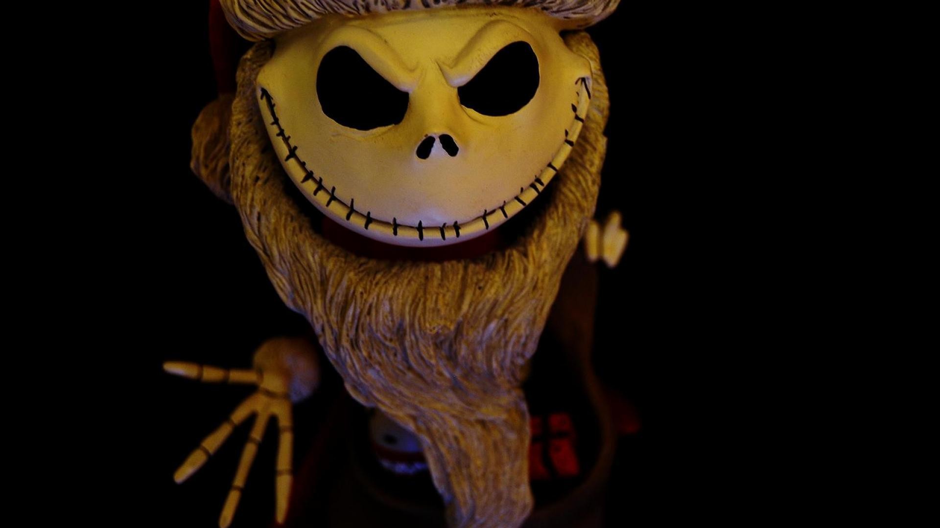 Jack Skeletron, Re delle Zucche, Nightmare Before Christmas, Sfondo nero, wallpaper desktop Full HD