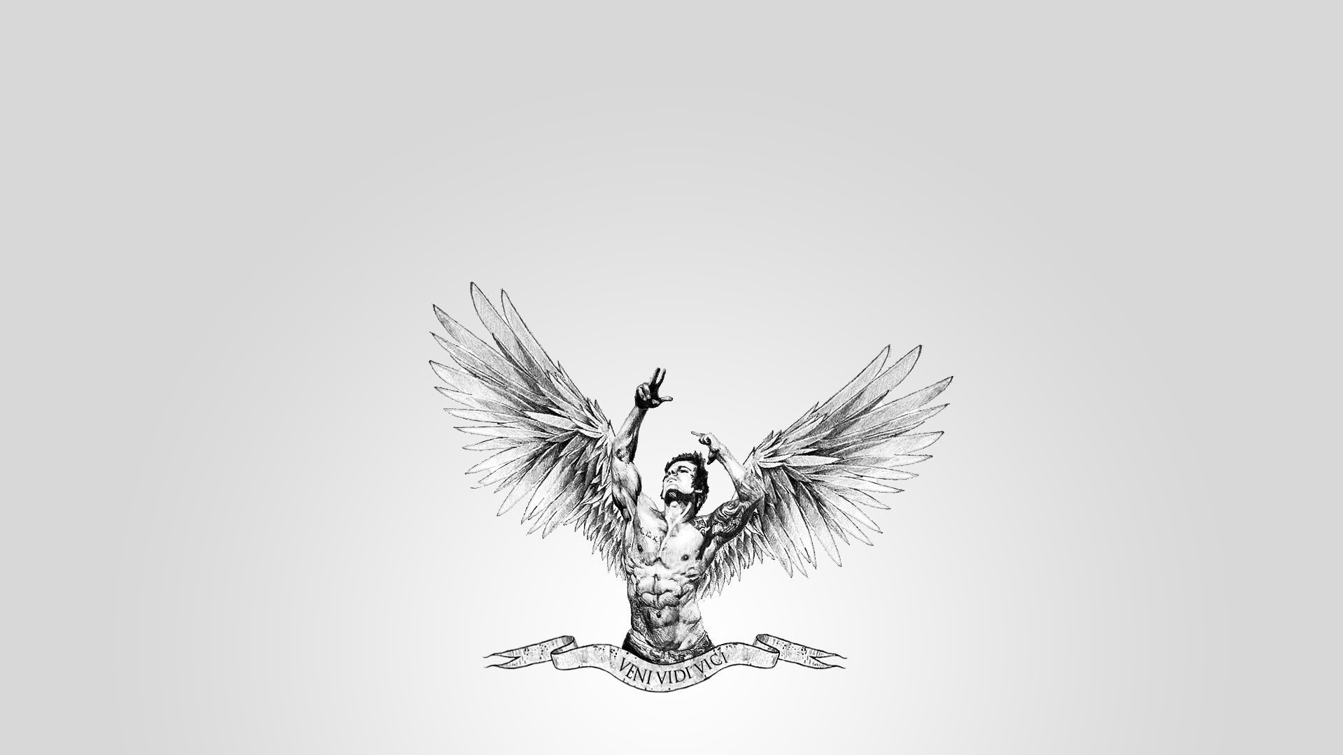 Angelo, Ali, Disegno, Grigio, Minimalista, 16:9 Full HD, wallpaper widescreen