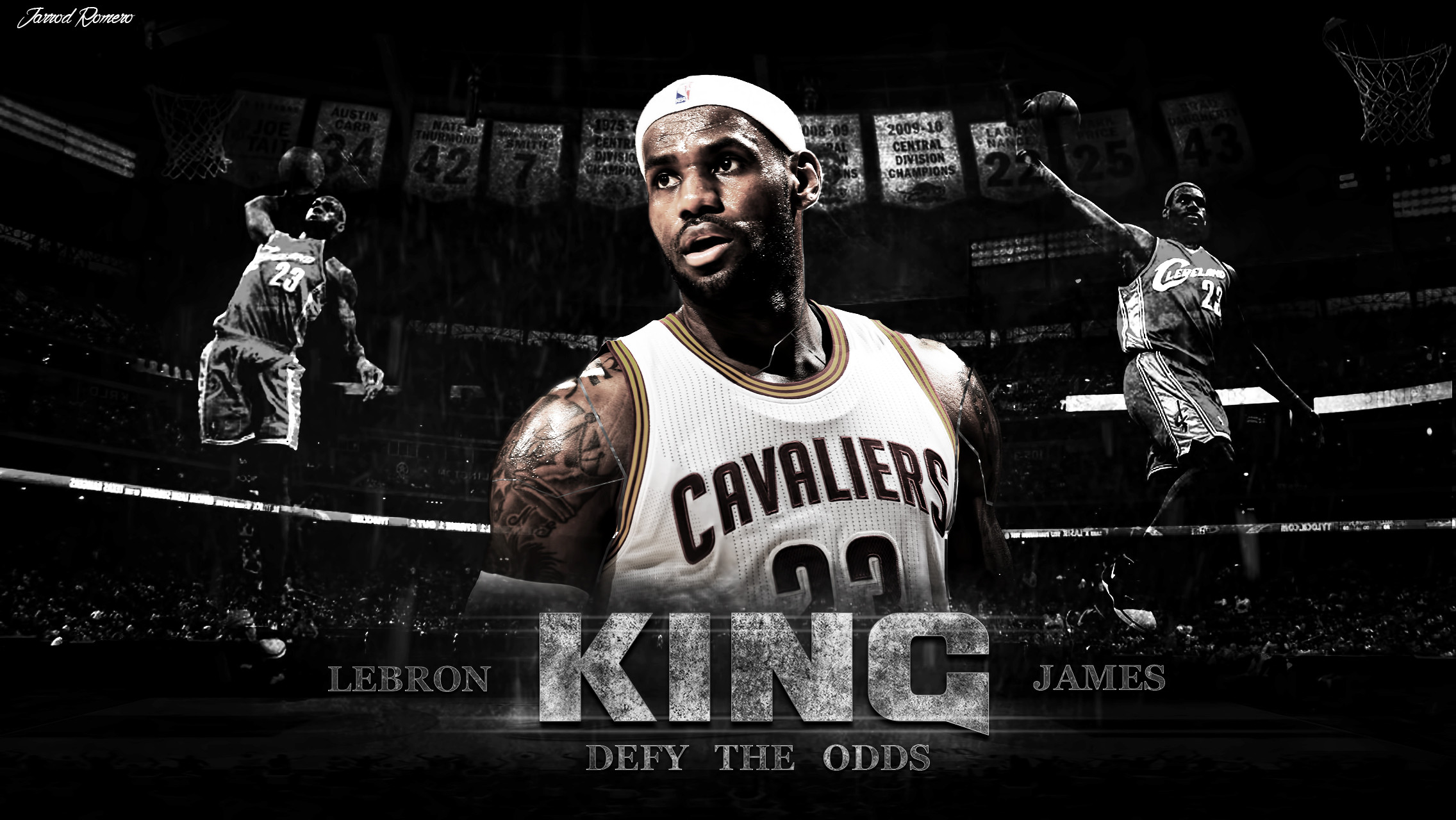 LeBron James, Cleveland Cavaliers, King James, Defy the Odds, Bianco e nero, immagine di sfondo