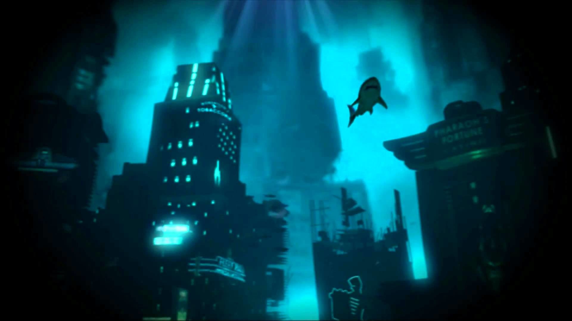 Rapture, BioShock, Città sottomarina, Squalo, Turchese, Full HD, sfondo per PC e portatile