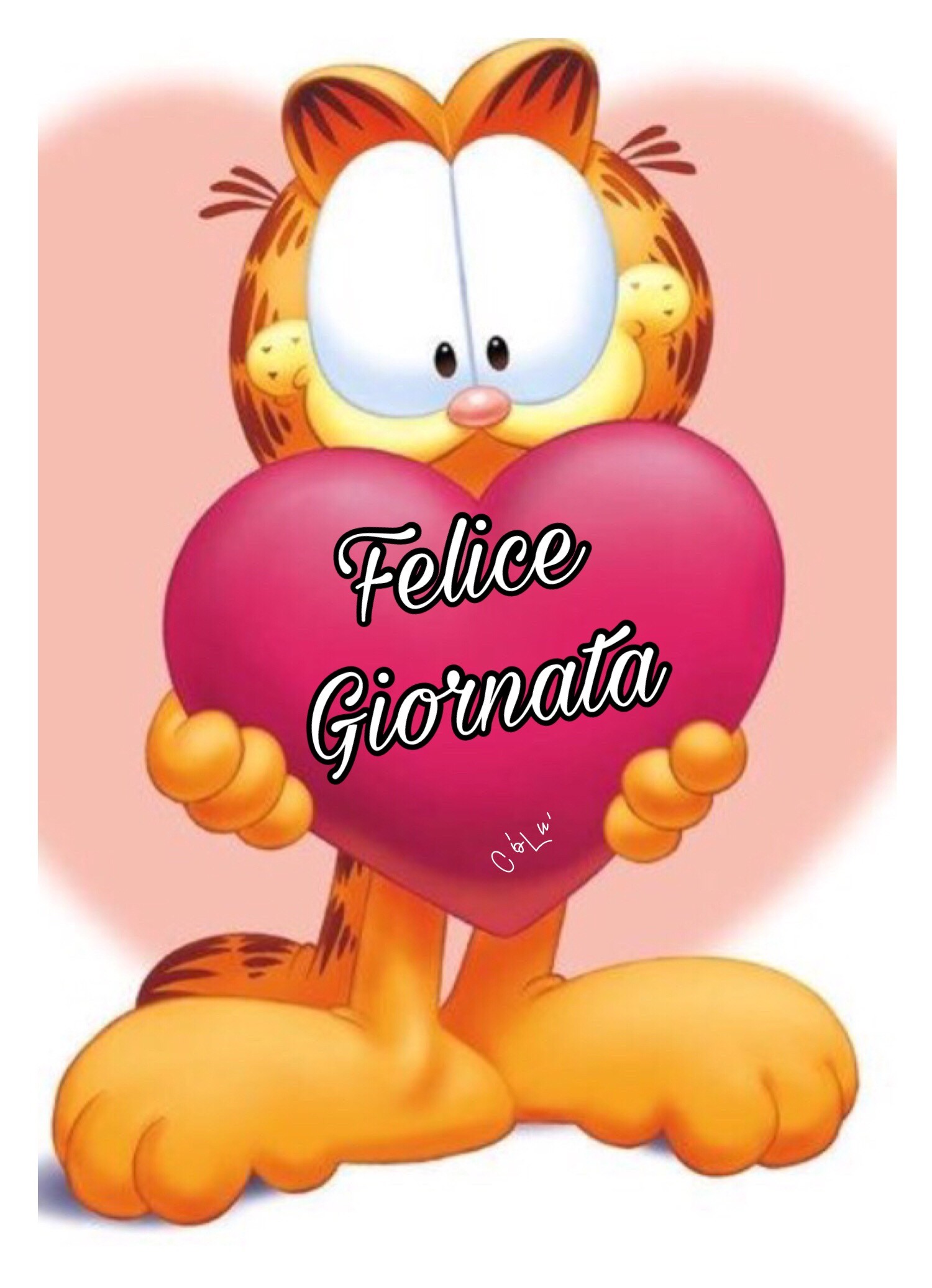 Garfield, Felice giornata, Cuore, Cartone animato, sfondo per iPad e tablet