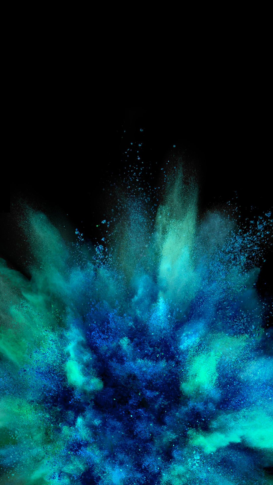 Esplosione di polvere, Turchese, Sfondo nero, wallpaper per cellulare