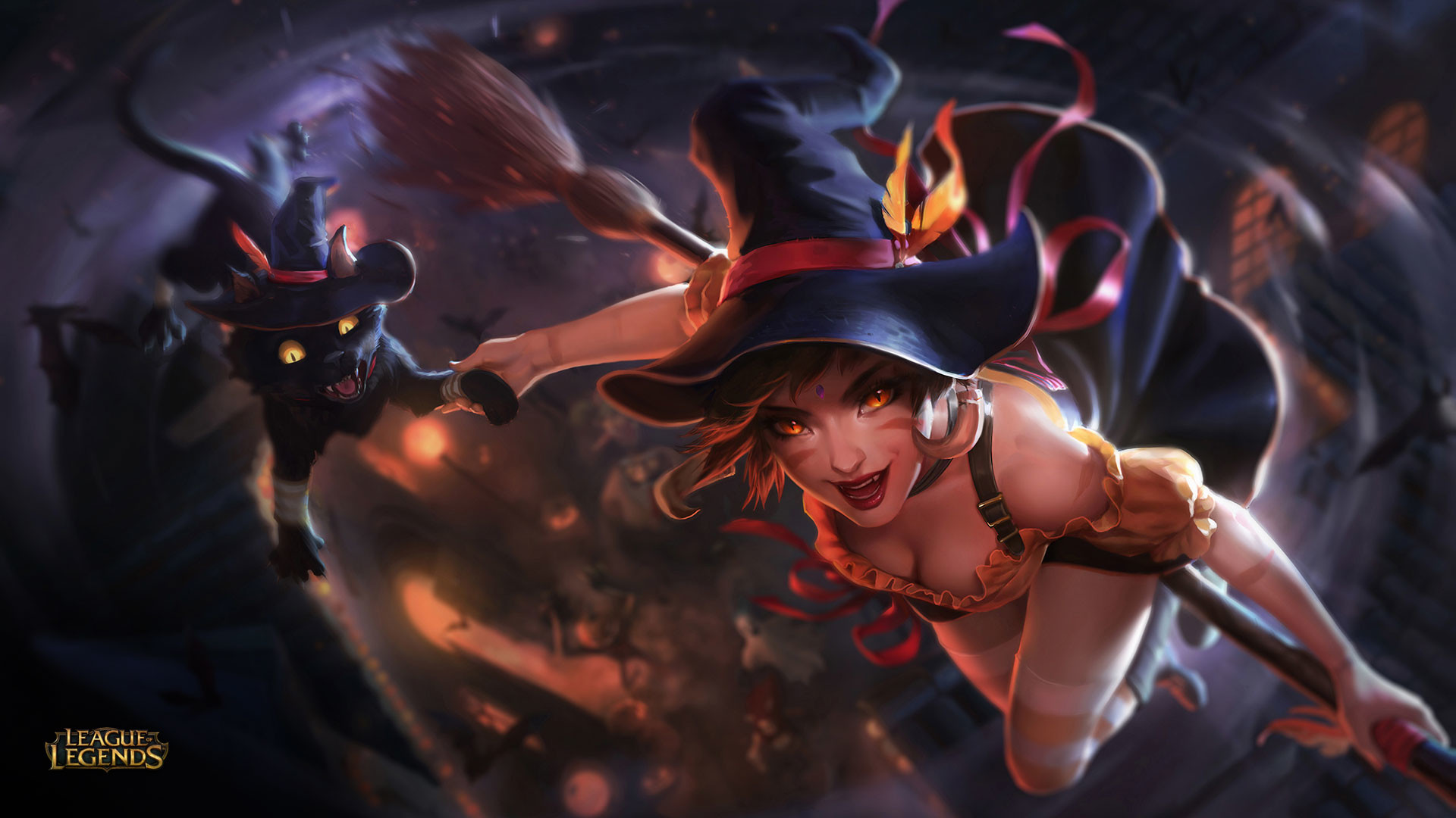 Nidalee, League of Legends, Strega, Halloween, 1920x1080, sfondo per PC