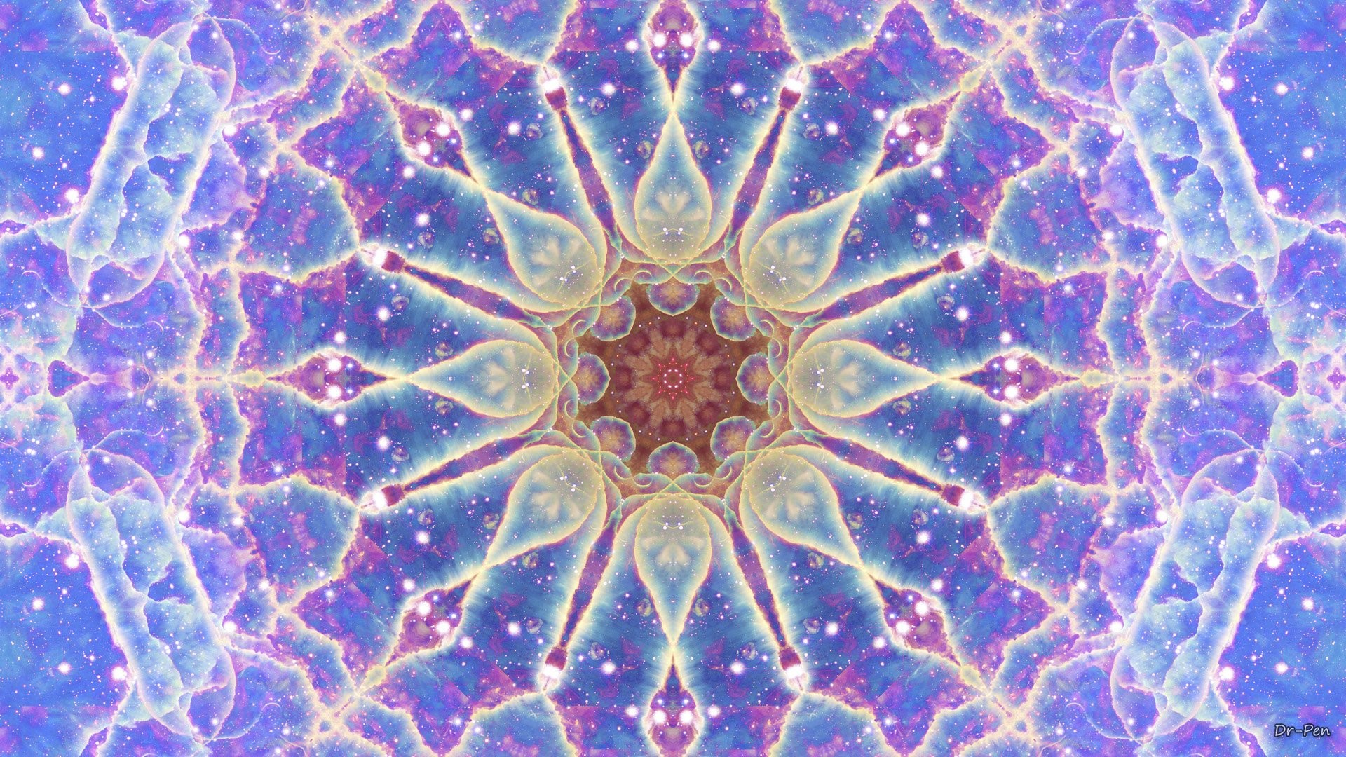 Caleidoscopio, Mandala, Viola, Psichedelico, Full HD, sfondo Windows 11