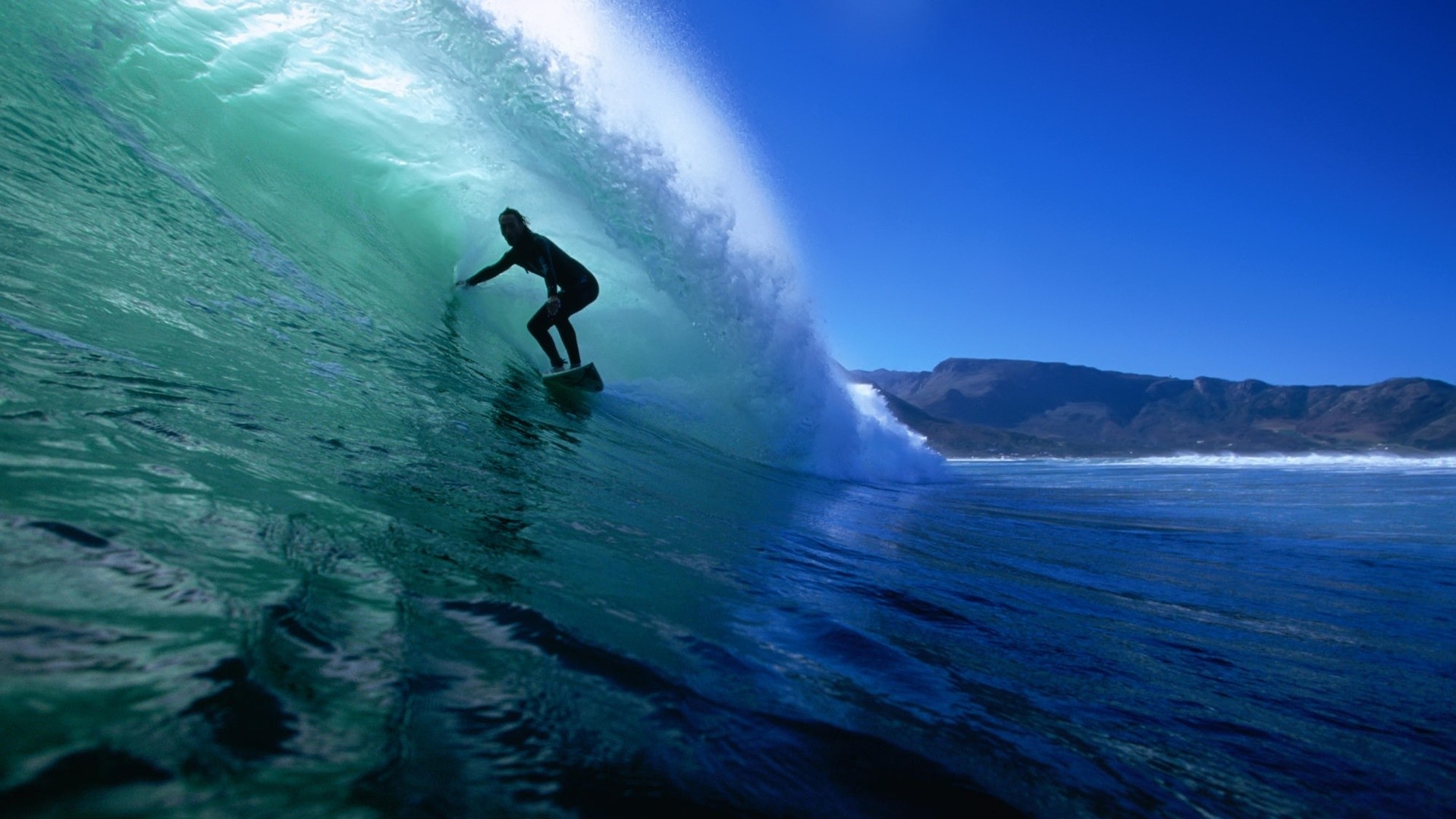 Surf, Onda a tubo, Oceano, Cielo azzurro, Full HD 1080p, sfondo desktop