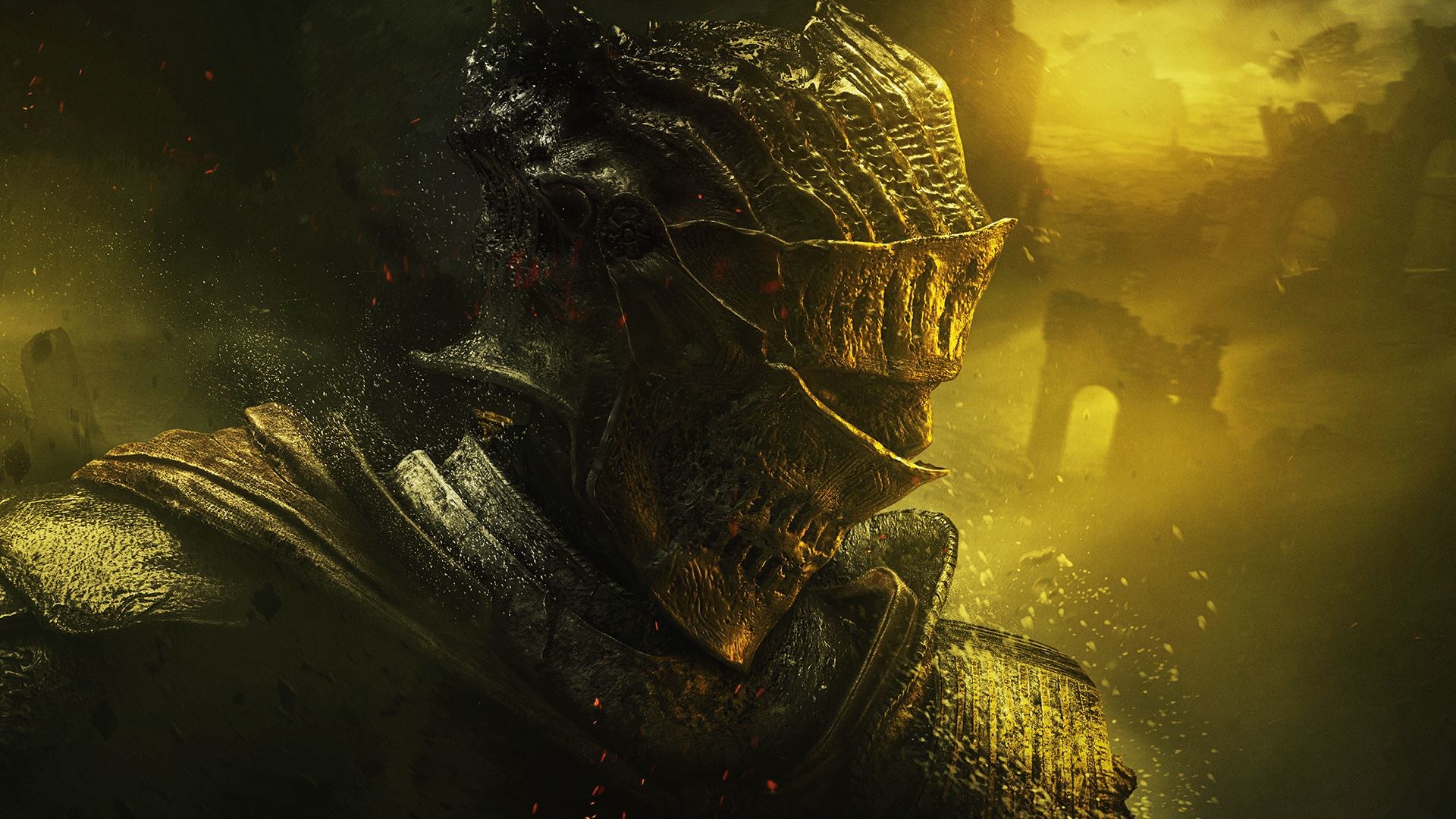 Dark Souls III, Elmo, Cavaliere, Giallo, Full HD, sfondo per portatile