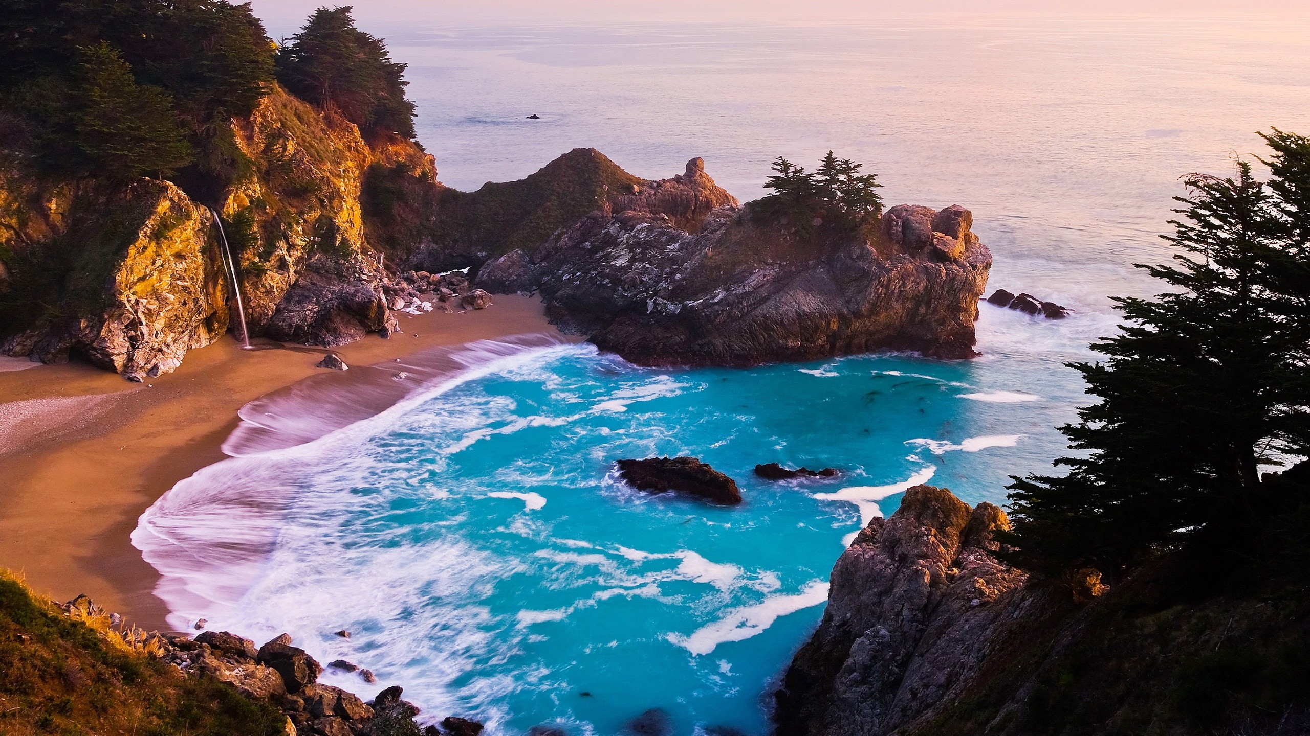 McWay Falls, Big Sur, California, Baia, Cascata, 2K, sfondo per PC e portatile