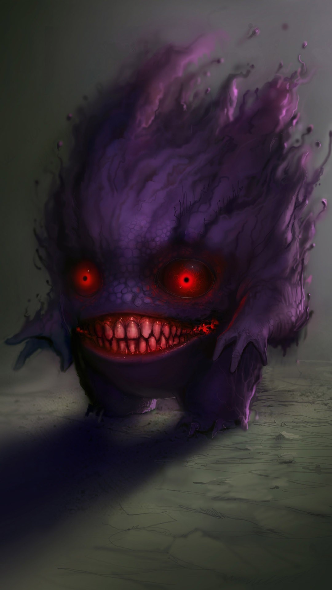 Gengar, Pokémon, Fan art, Inquietante, Full HD, sfondo verticale per cellulare