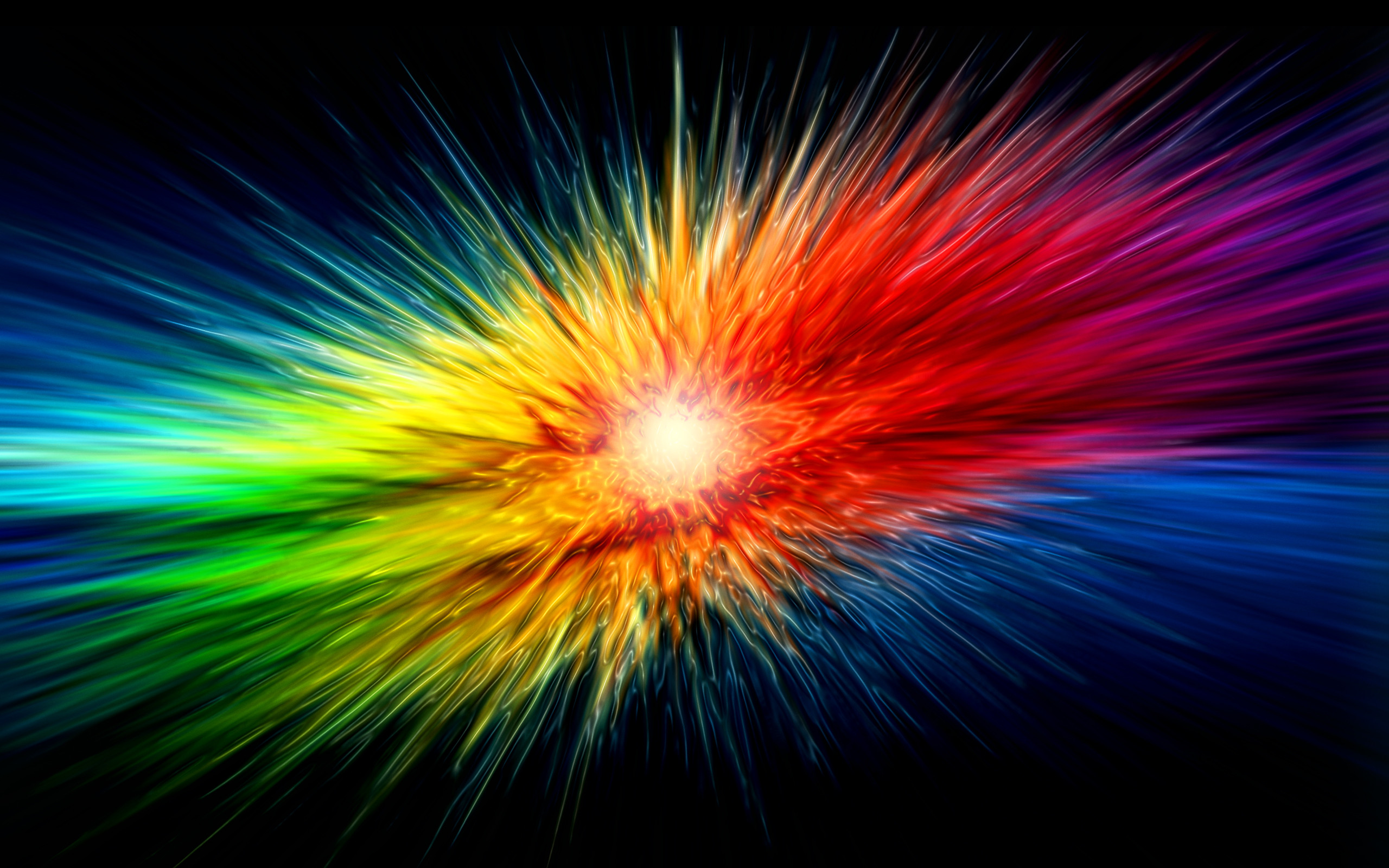 Esplosione, Raggi, Arcobaleno, Astratto, 2K, wallpaper per portatile