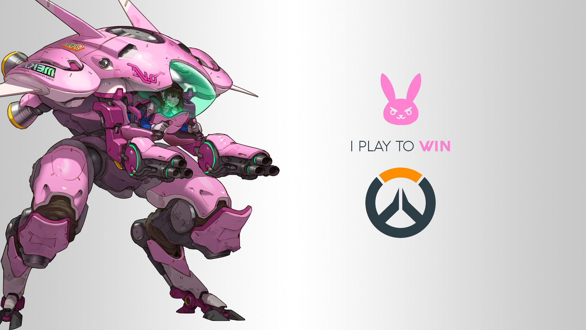 D.Va, Overwatch, MEKA, I Play to Win, Logo, 16:9 Full HD, sfondo widescreen