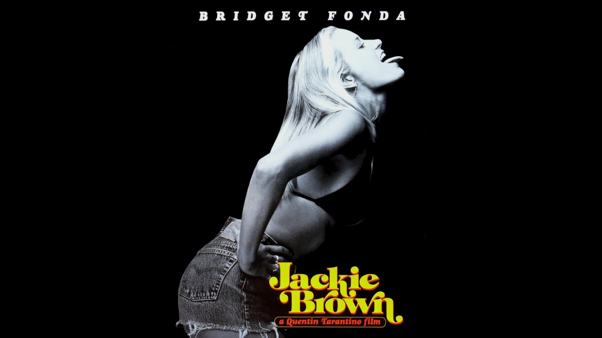 Jackie Brown, Bridget Fonda, Quentin Tarantino, Poster, Sfondo nero, wallpaper Windows 11