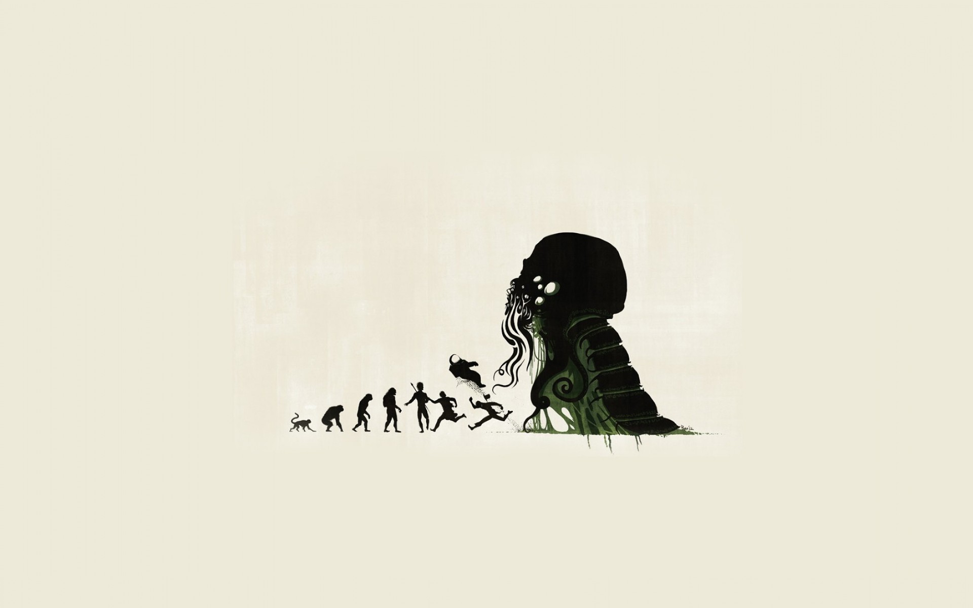 Cthulhu, Evoluzione, Minimalismo, Silhouette, 1920x1200, sfondo MacBook Pro