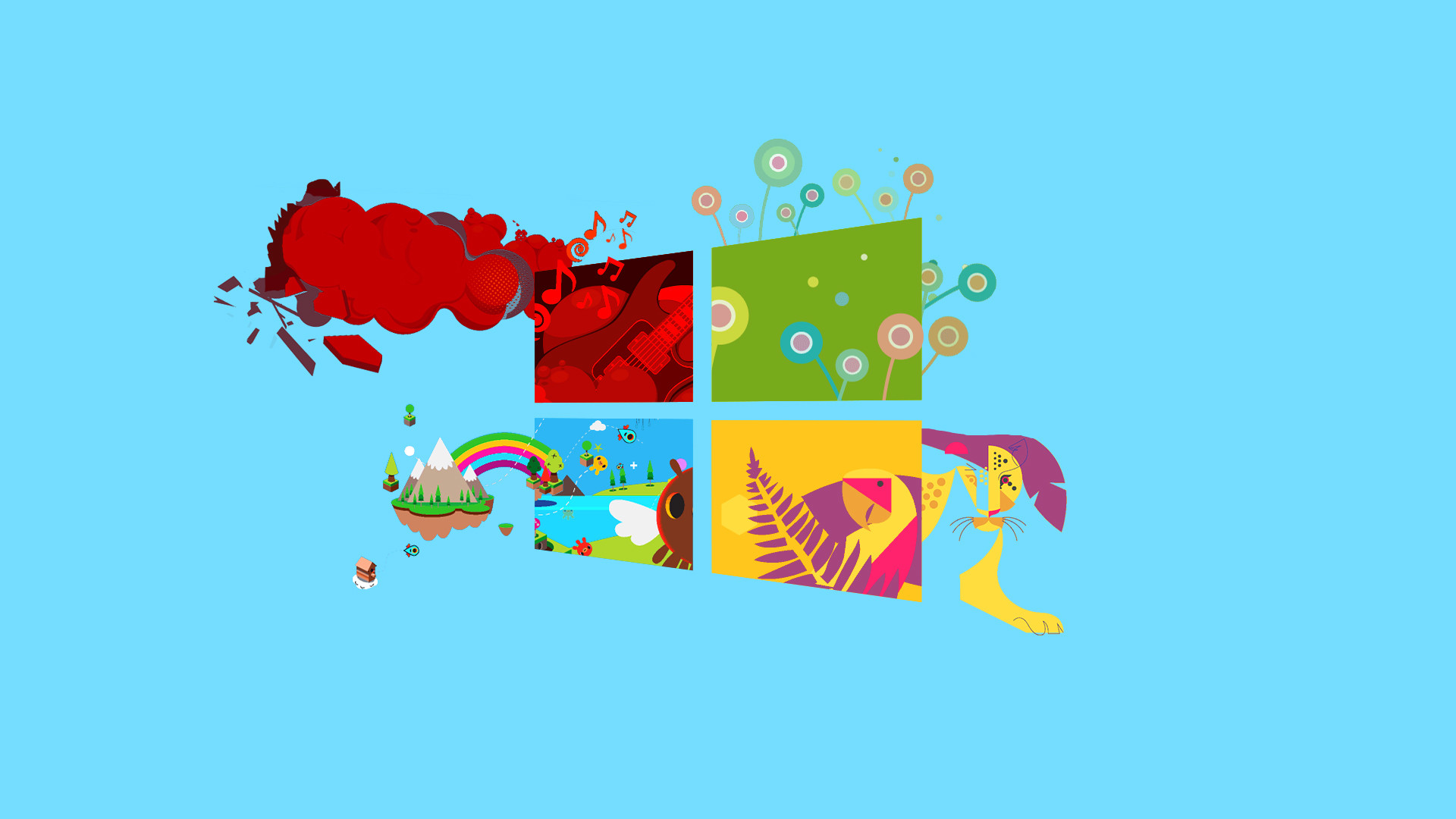 Windows 8, Logo Windows, Arte colorata, Azzurro, Full HD, sfondo per portatile