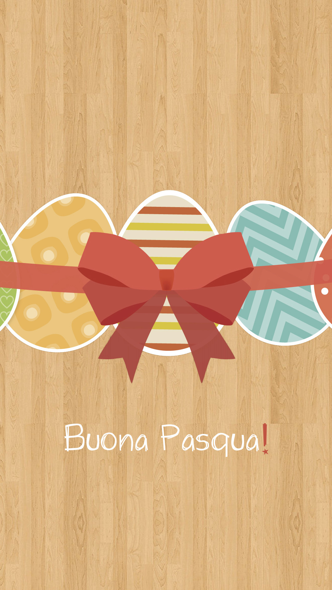 Buona Pasqua, Uova di Pasqua, Fiocco rosso, Legno, Illustrazione, sfondo Full HD per cellulare