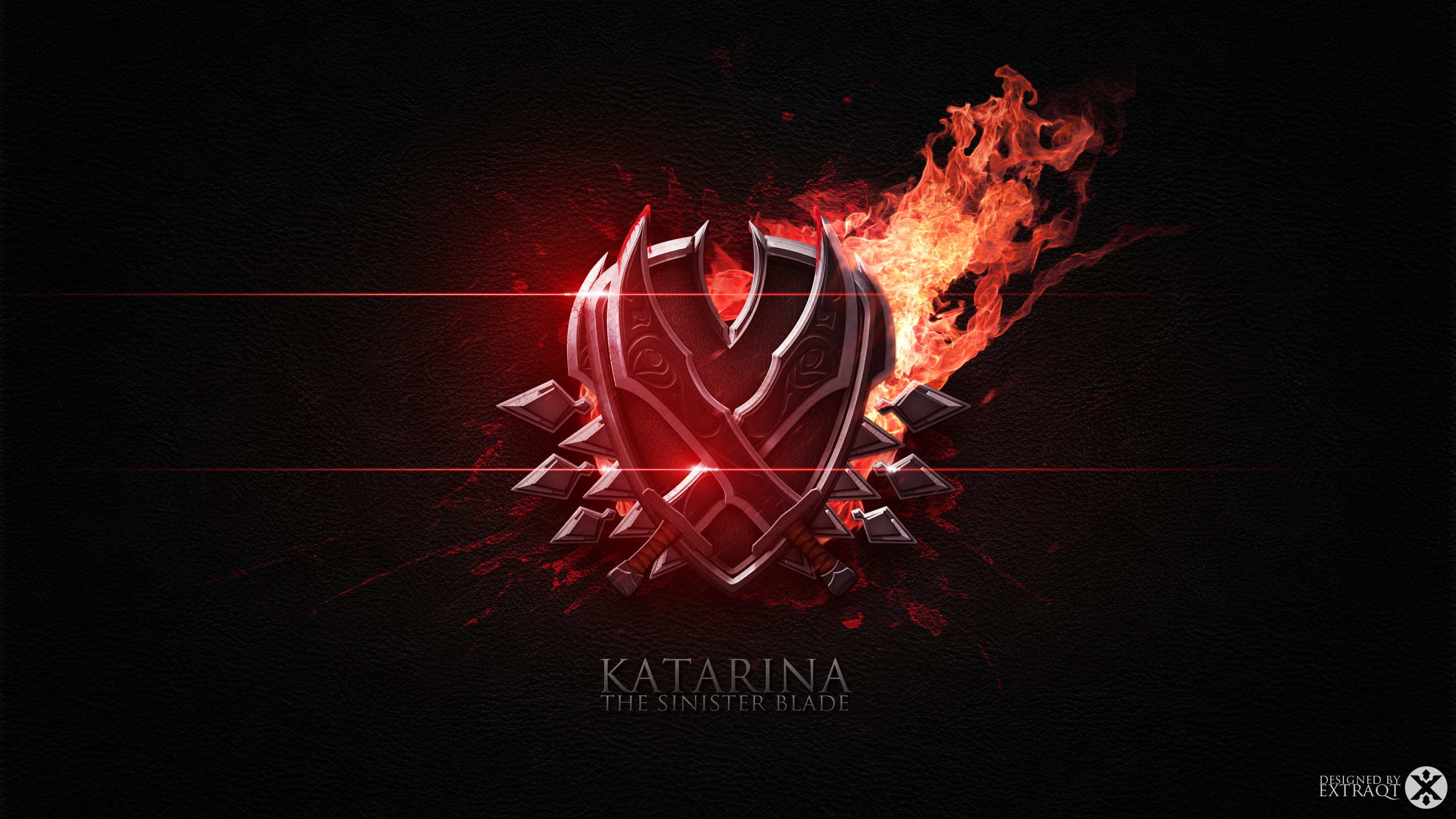 Katarina, League of Legends, La Lama Sinistra, Emblema, Sfondo nero, wallpaper Windows 11