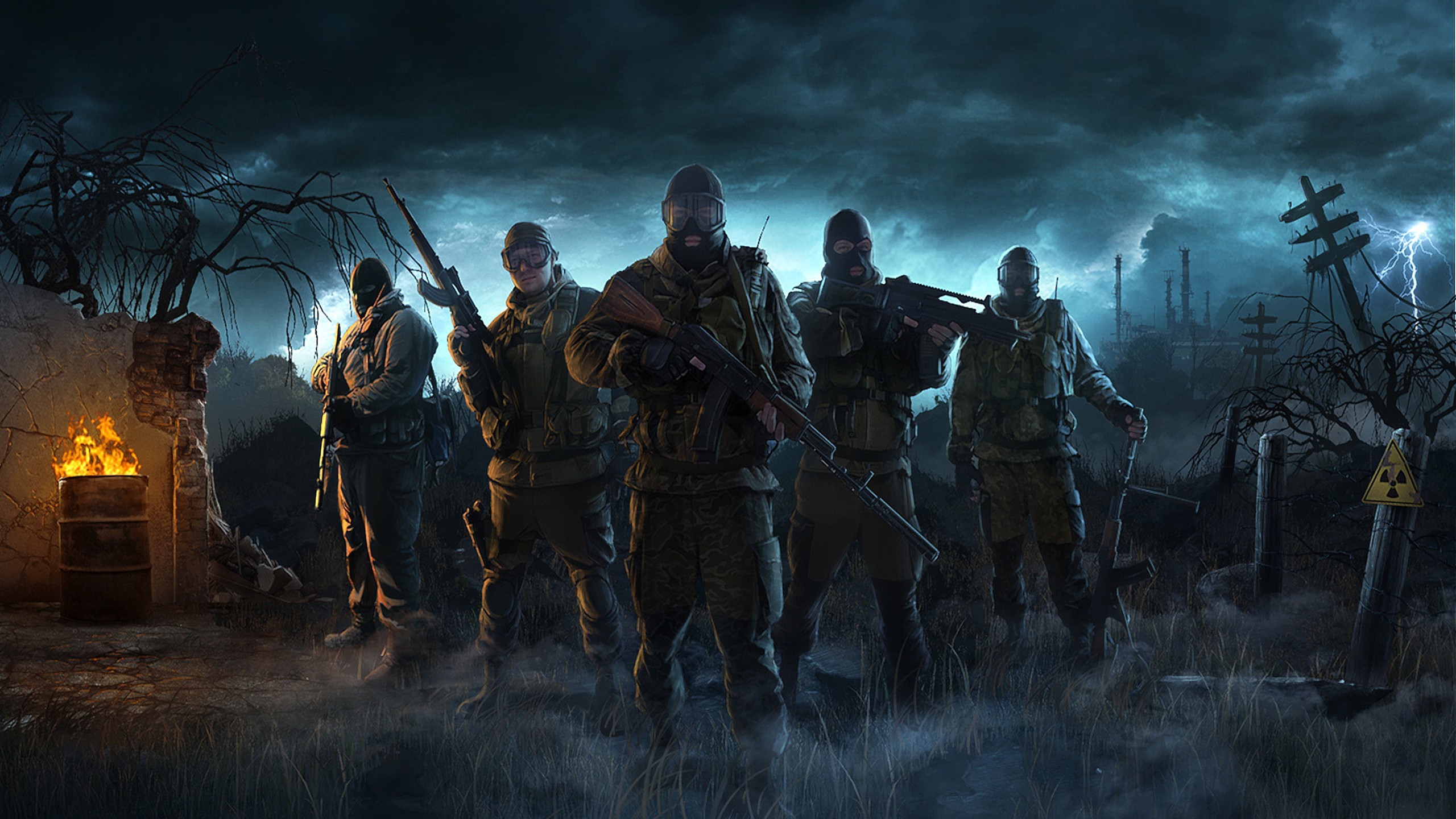 S.T.A.L.K.E.R., Soldati, Zona di esclusione, Notte, 16:9 2K, wallpaper widescreen