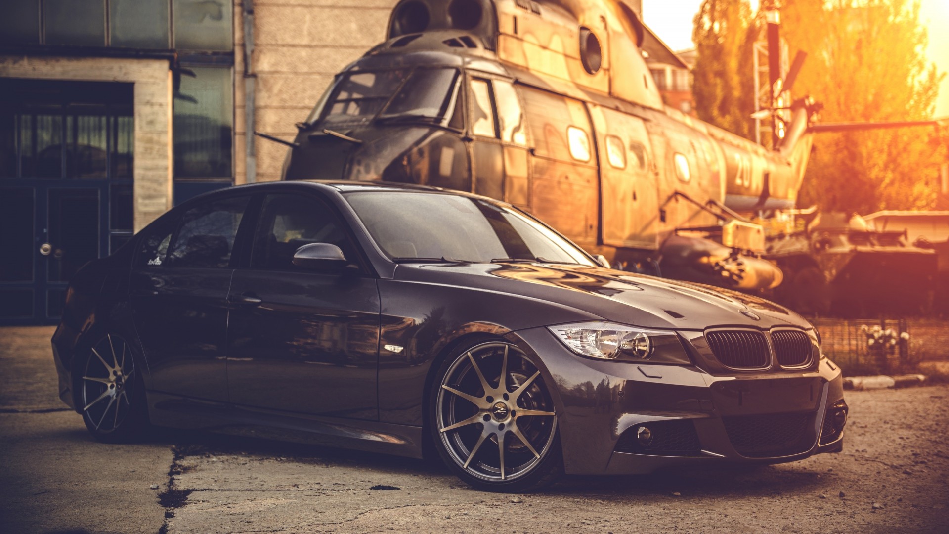 BMW Serie 3 (E90), Elicottero, Nero, 1920x1080, sfondo per PC