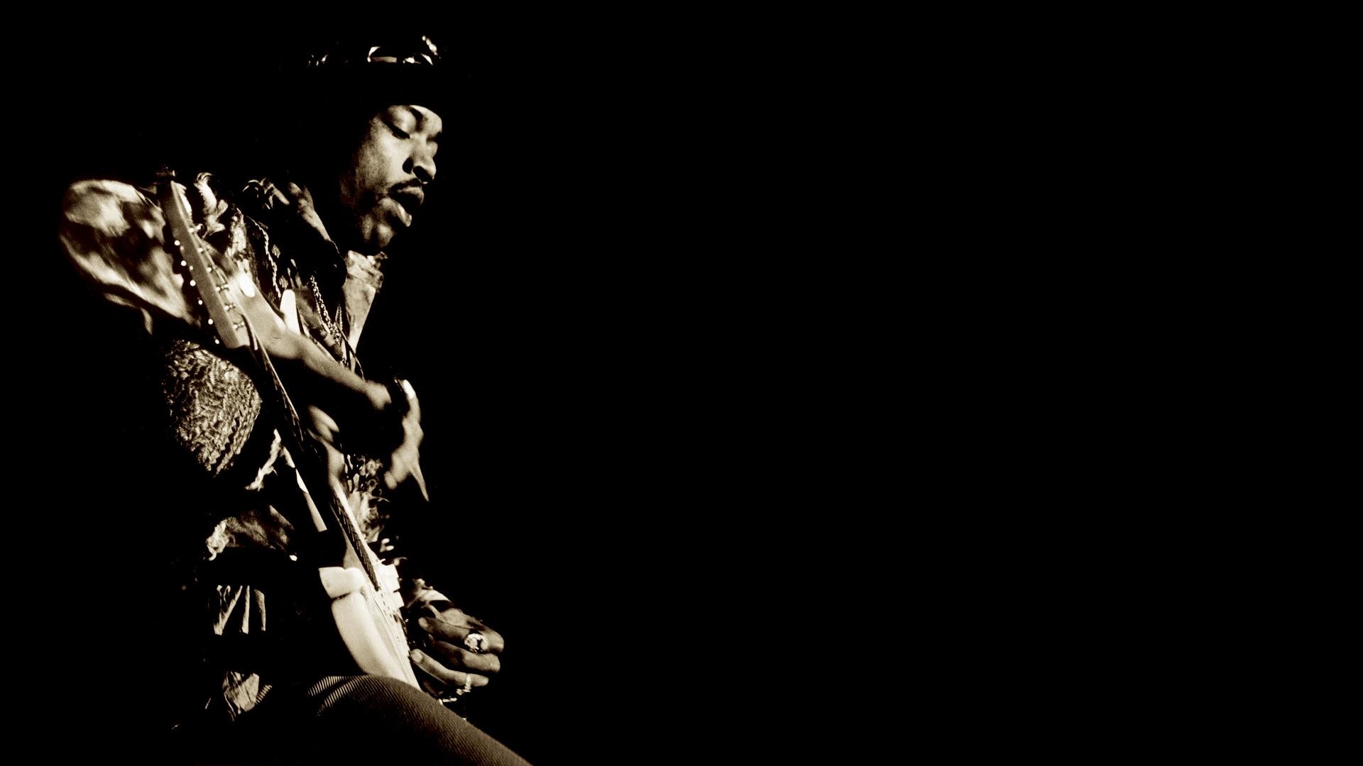 Jimi Hendrix, Chitarra, Sfondo nero, Full HD, wallpaper per PC