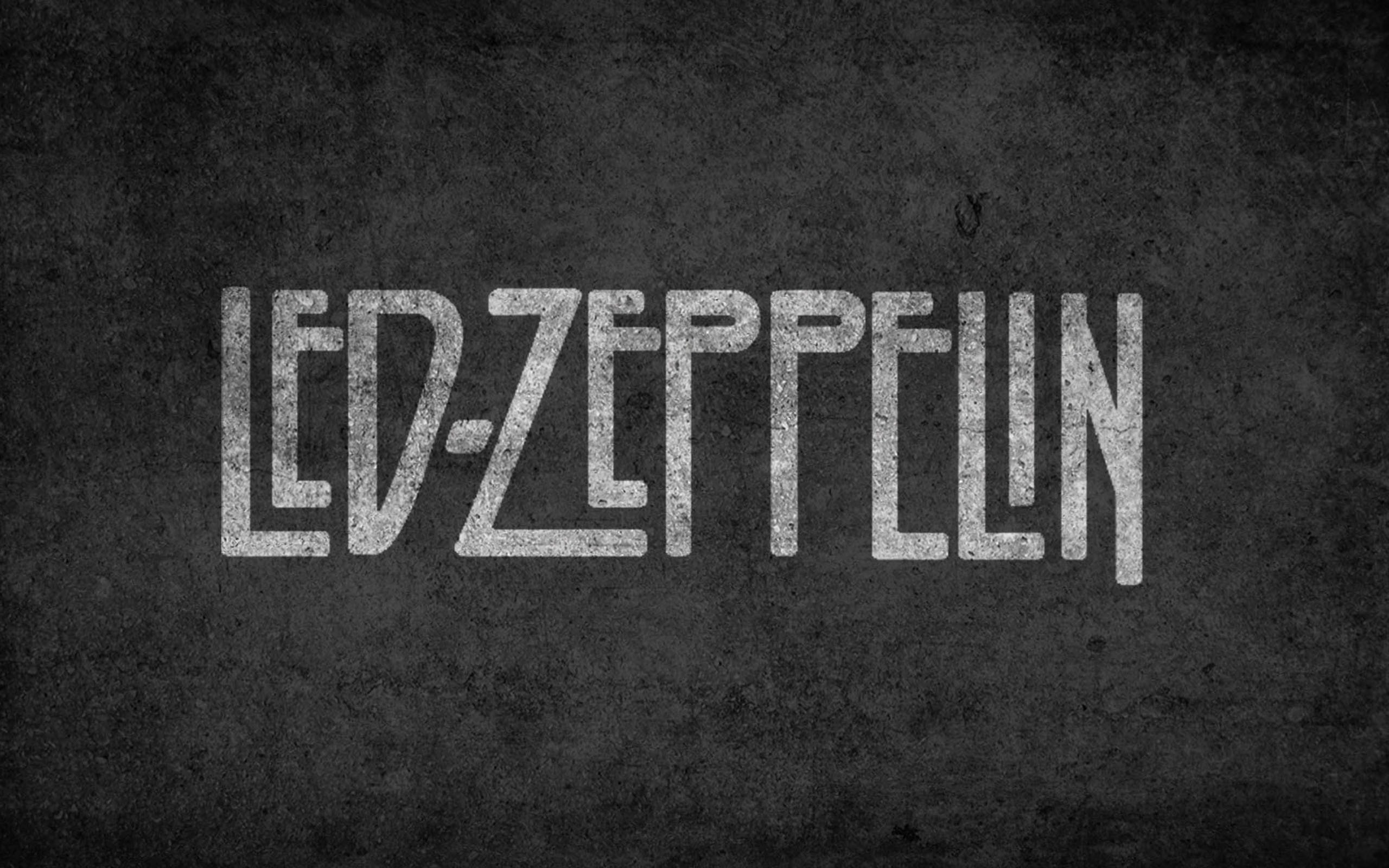 Led Zeppelin, Logo, Grigio scuro, 2K, sfondo desktop