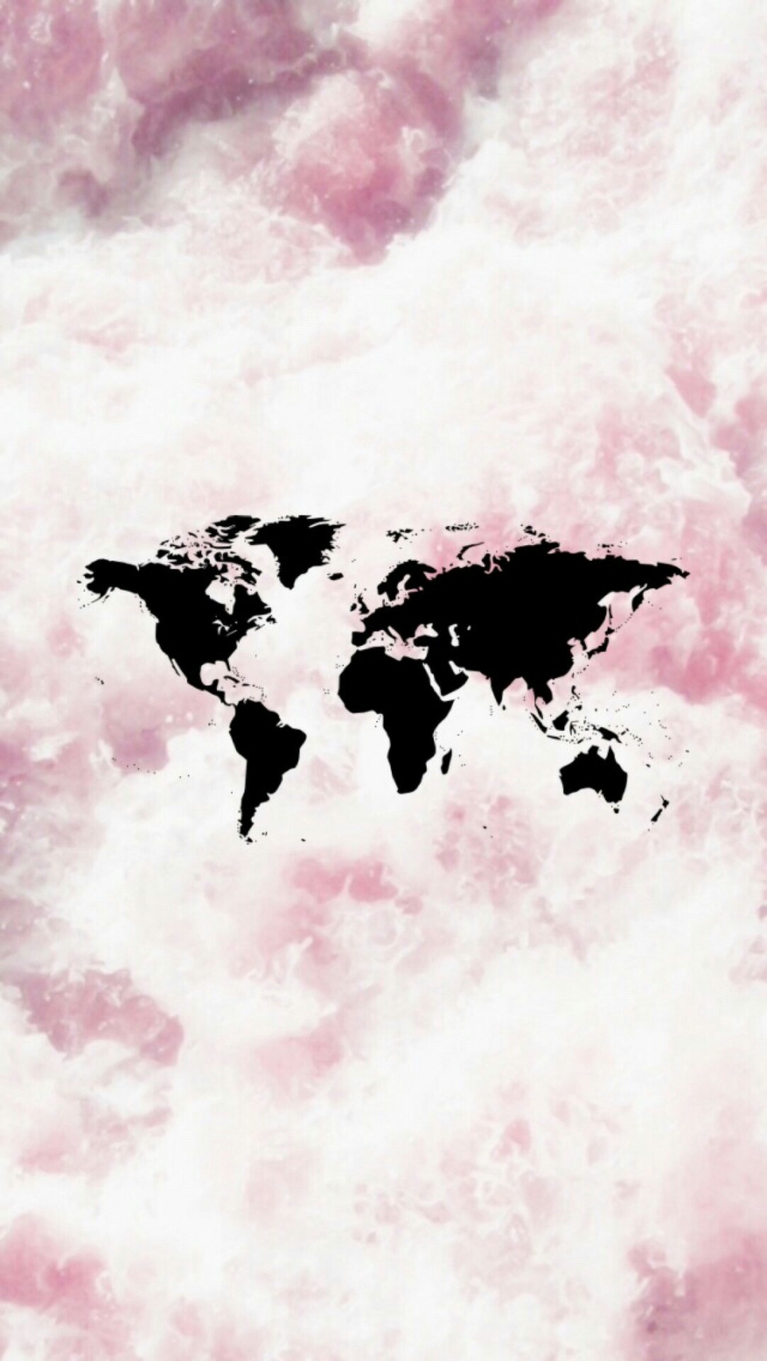 Mappa del mondo, Nuvole rosa, Minimalismo, Full HD, sfondo iPhone