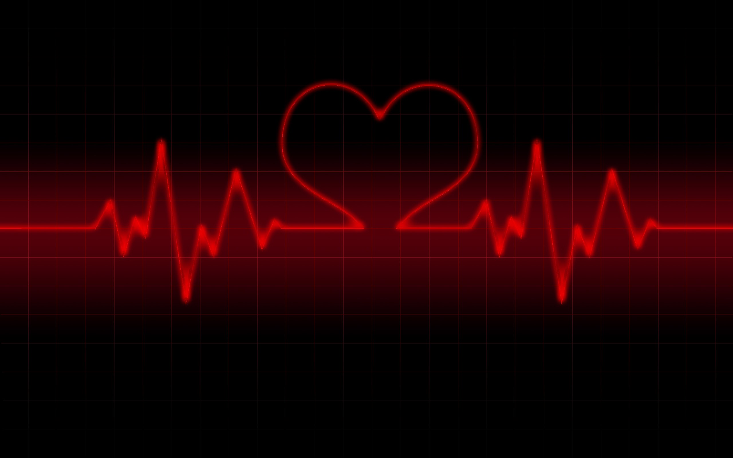 Battito cardiaco, Elettrocardiogramma, Rosso neon, 2K 1600p, sfondo desktop