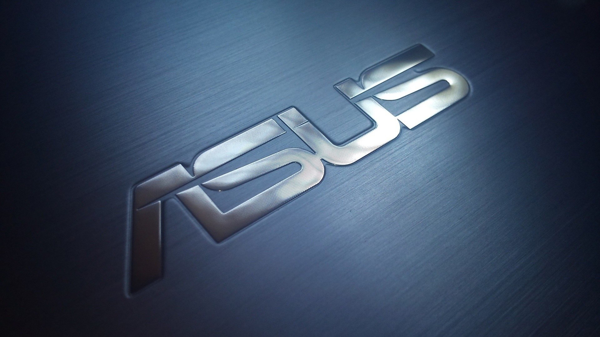 ASUS, Logo, Metallo, Toni blu, 16:9 Full HD, sfondo widescreen