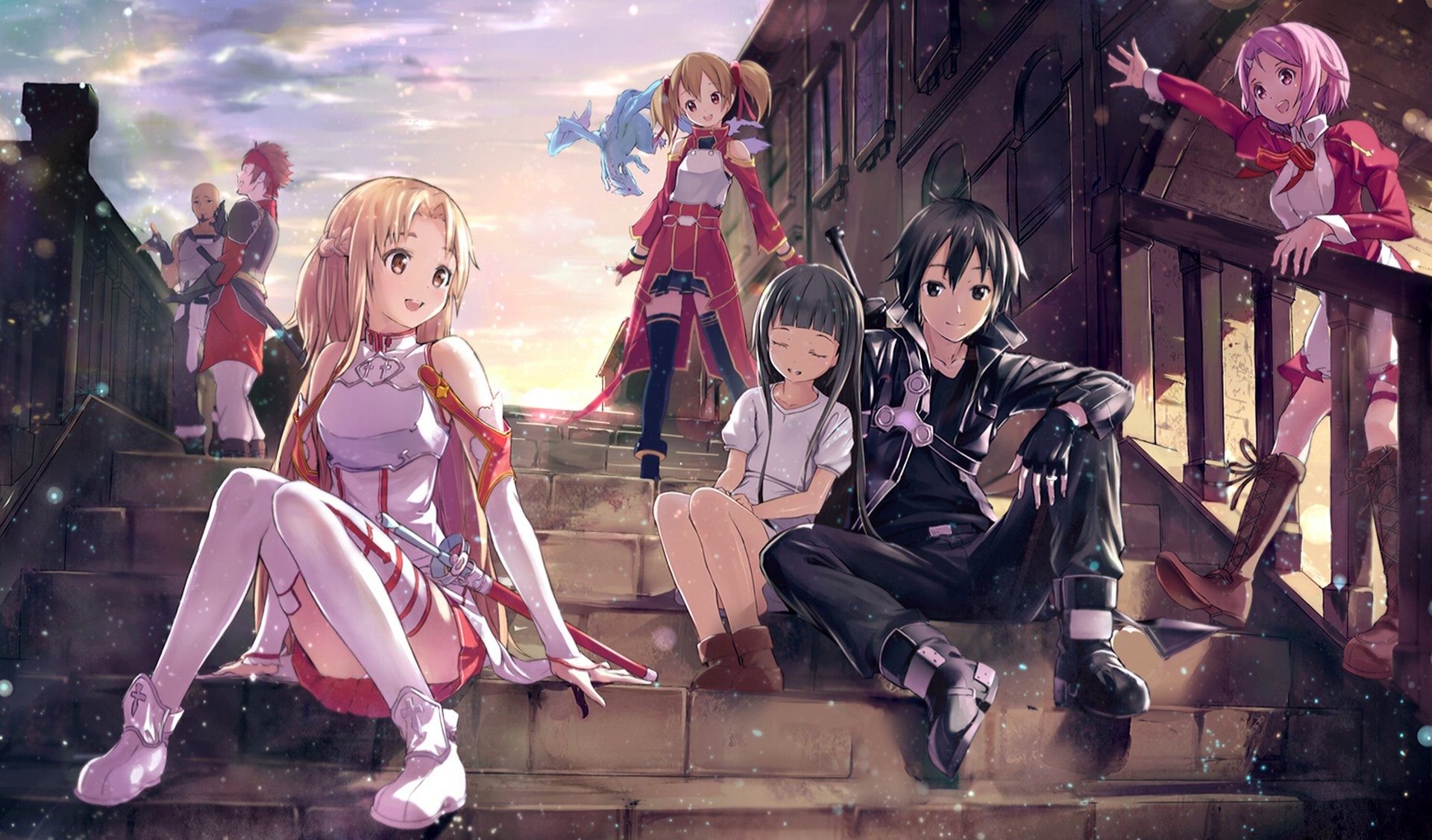 Asuna, Kirito, Yui, Silica, Lisbeth, Sword Art Online, Full HD, sfondo per PC