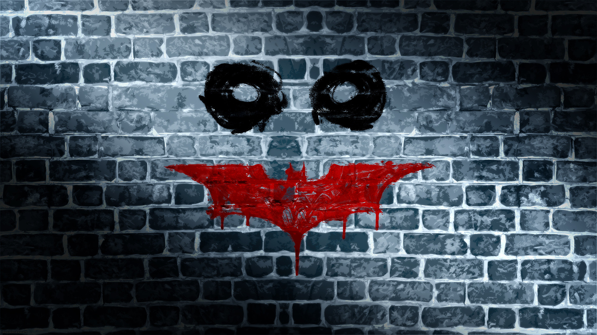 Joker, Batman, Logo, Muro di mattoni, Graffiti, Full HD, sfondo per PC