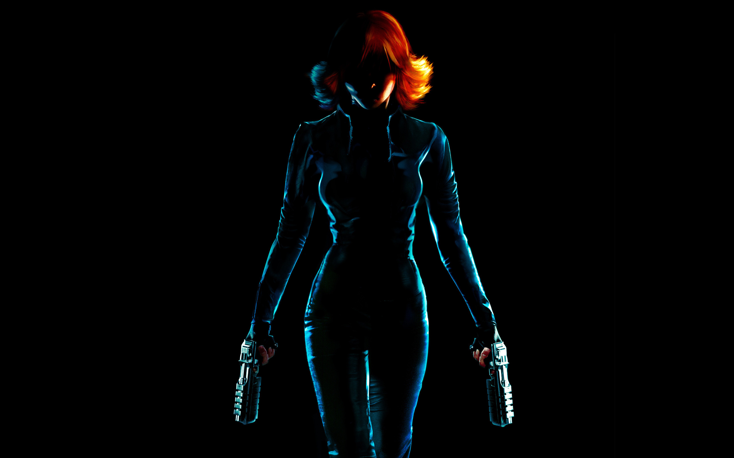 Vedova Nera, Marvel, Silhouette, Pistole, Nero, 16:10 2K, sfondo widescreen