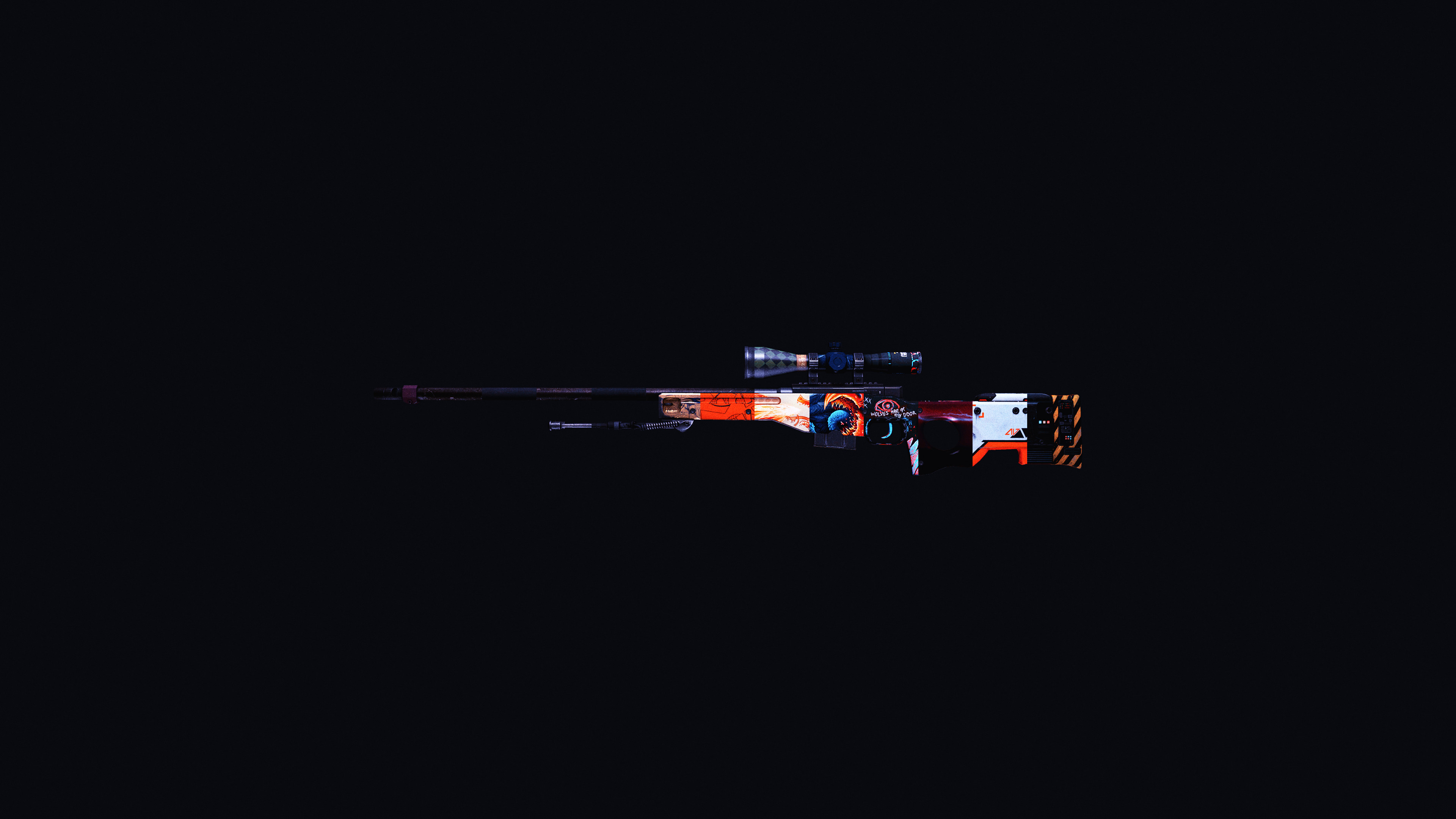 AWP Asiimov, CS:GO, Fucile di precisione, Sfondo scuro, Minimalista, 4K Ultra HD