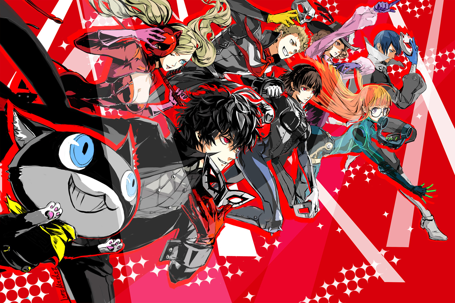 Phantom Thieves, Morgana, Persona 5, Fan art, Full HD, sfondo per PC