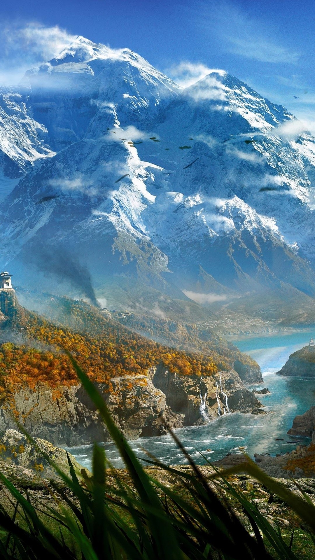 Far Cry 4, Kyrat, Montagne innevate, Fiume, 1080x1920, schermata di blocco iPhone