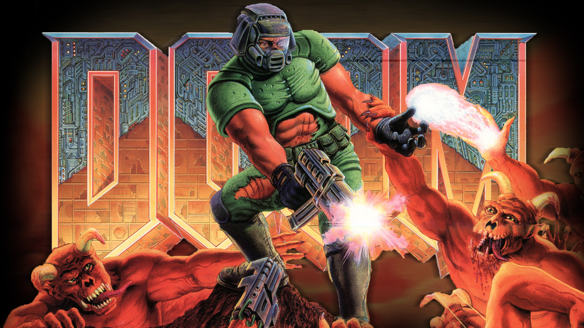 Doomguy, Doom (1993), Logo classico, Demoni, Arte retrò, Full HD, sfondo desktop