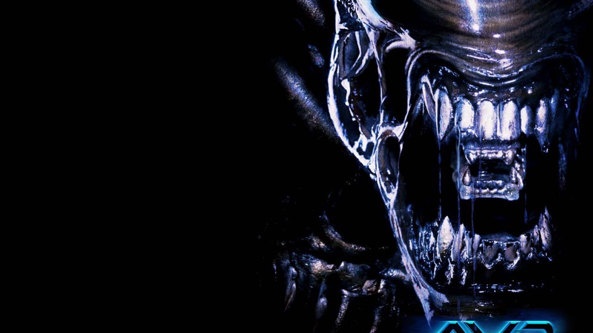 Xenomorfo, Alien vs. Predator, Fauci, Sfondo nero, 16:9 Full HD, wallpaper widescreen