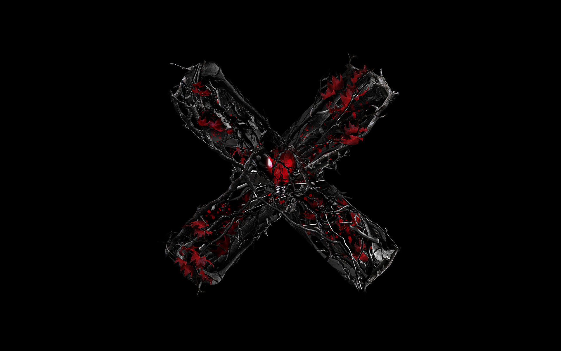 Lettera X, Astratto, Sfondo nero, Rosso, Full HD, wallpaper per PC